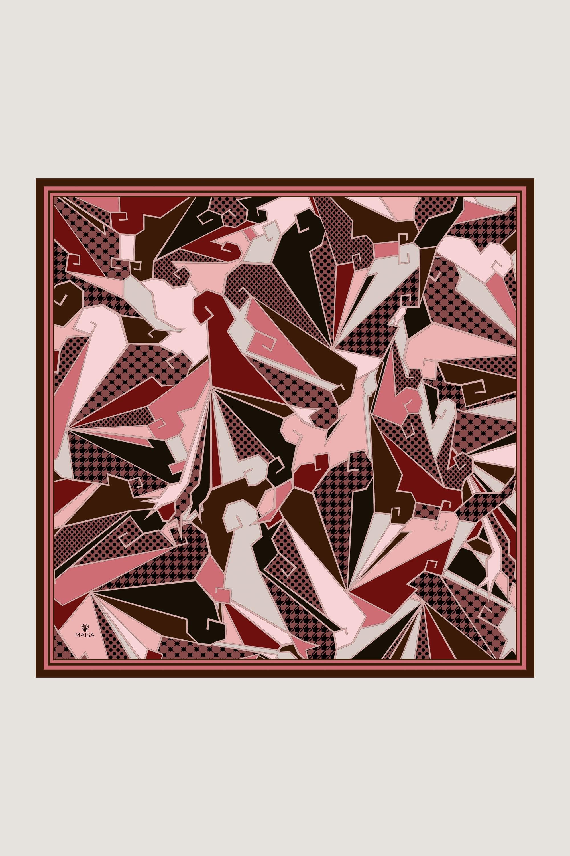 PEYDA PAMUK İPEK EŞARP 100*100 CM - BORDO