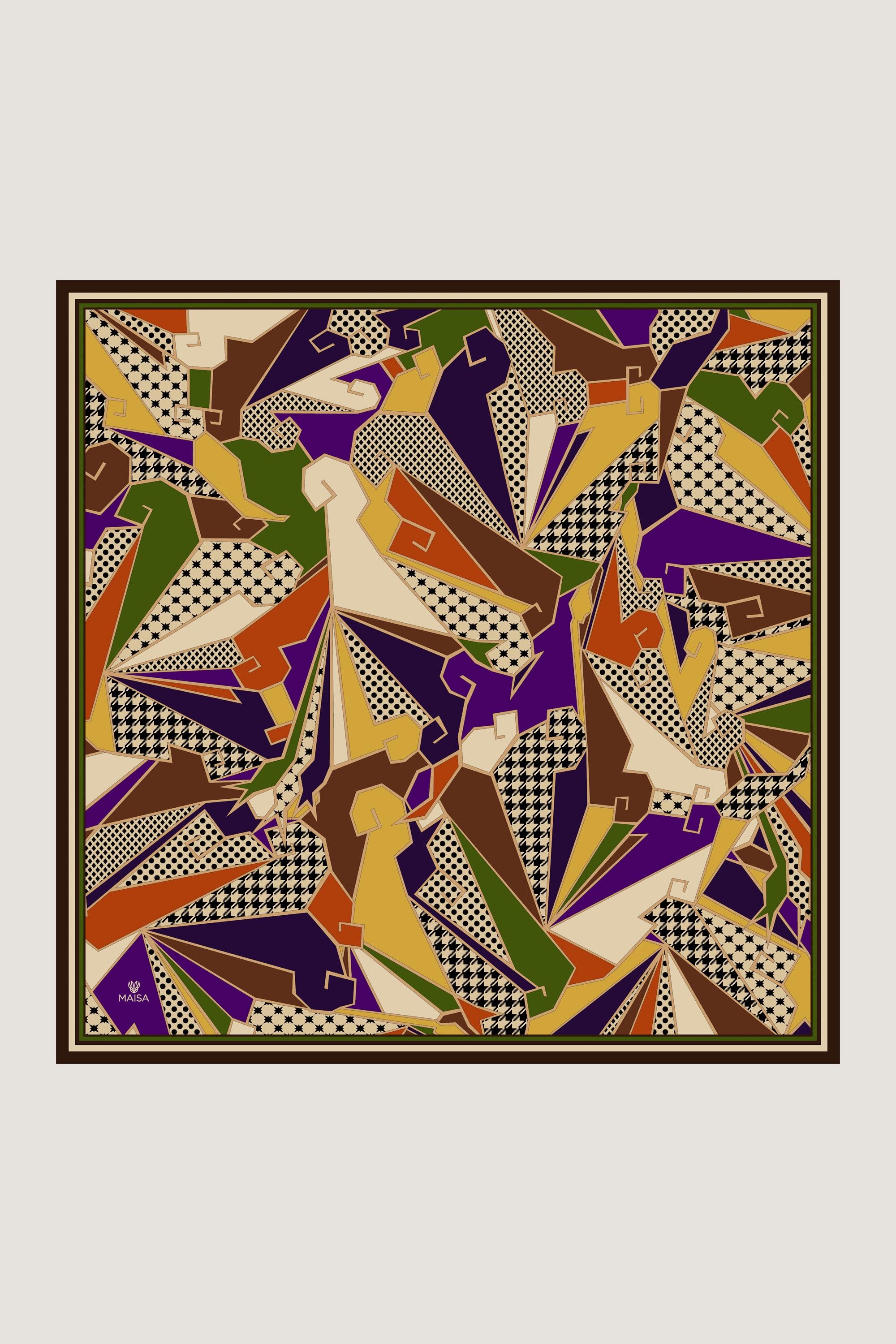 PEYDA PAMUK İPEK EŞARP 100*100 CM - KAHVERENGİ