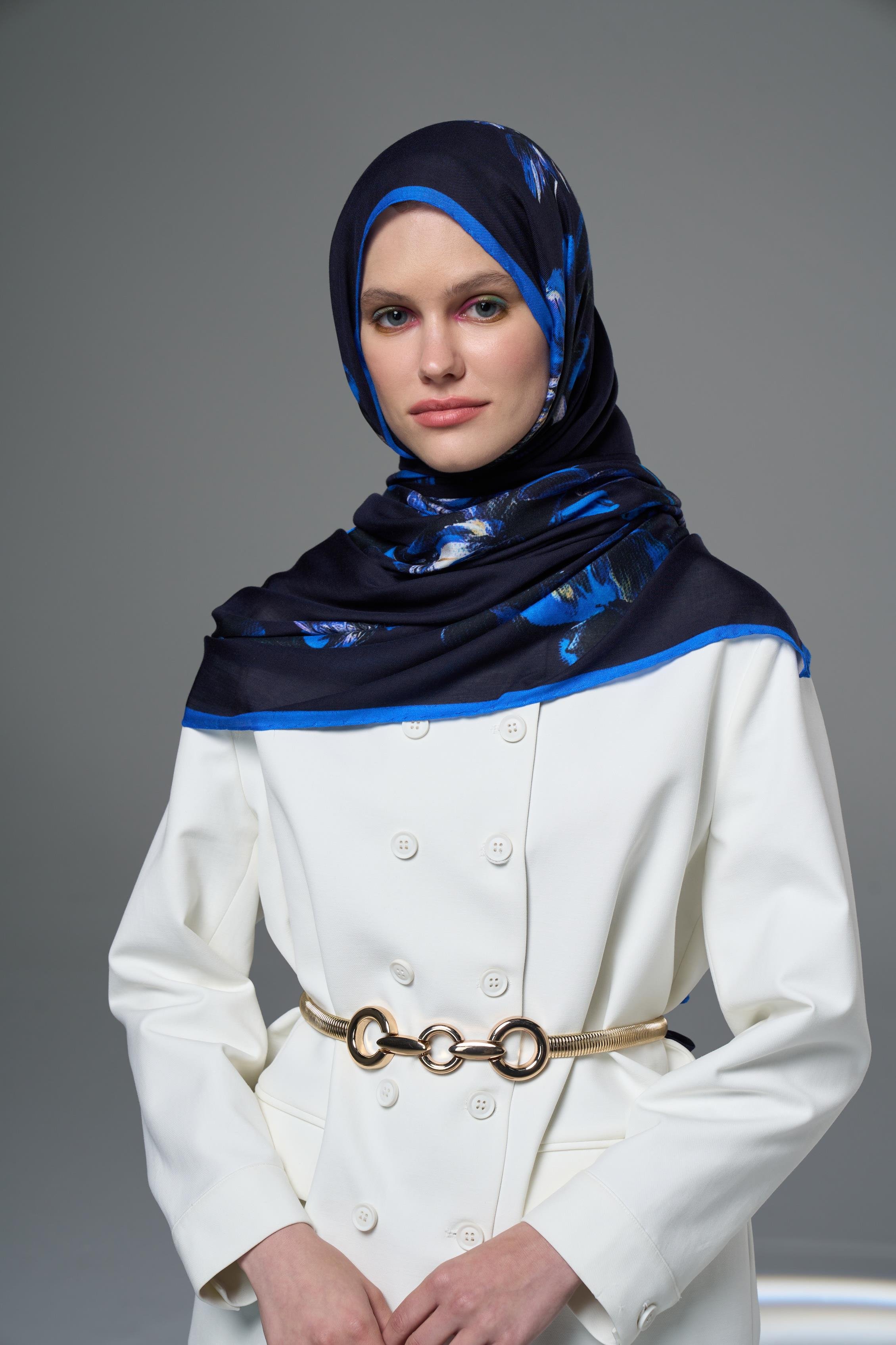 PİLLA MODAL İPEK ŞAL 70*190 - LACİVERT