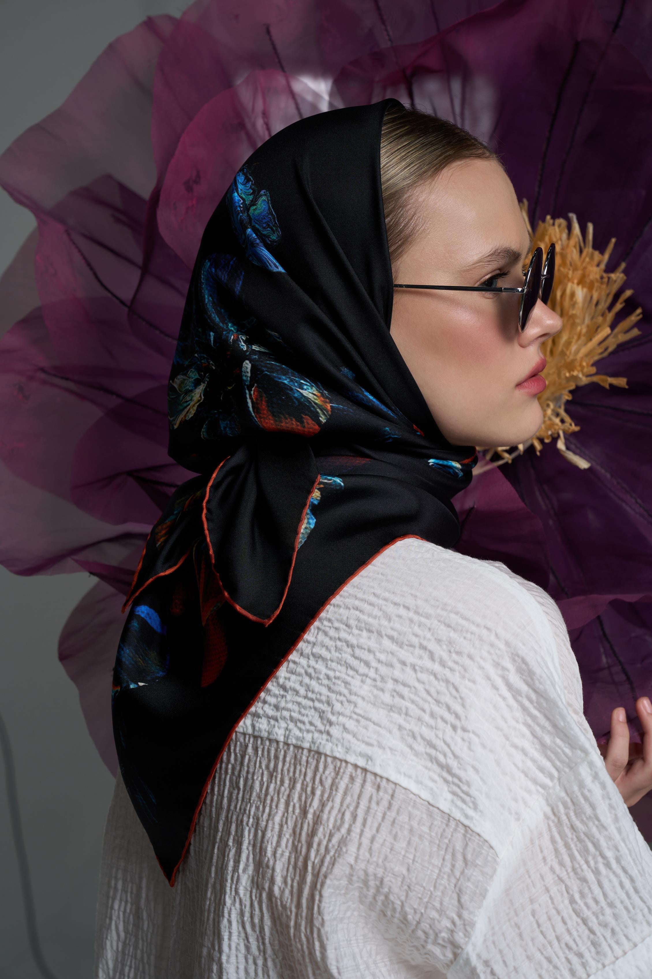 PİLLA TİVİL İPEK EŞARP 90*90 – SİYAH 