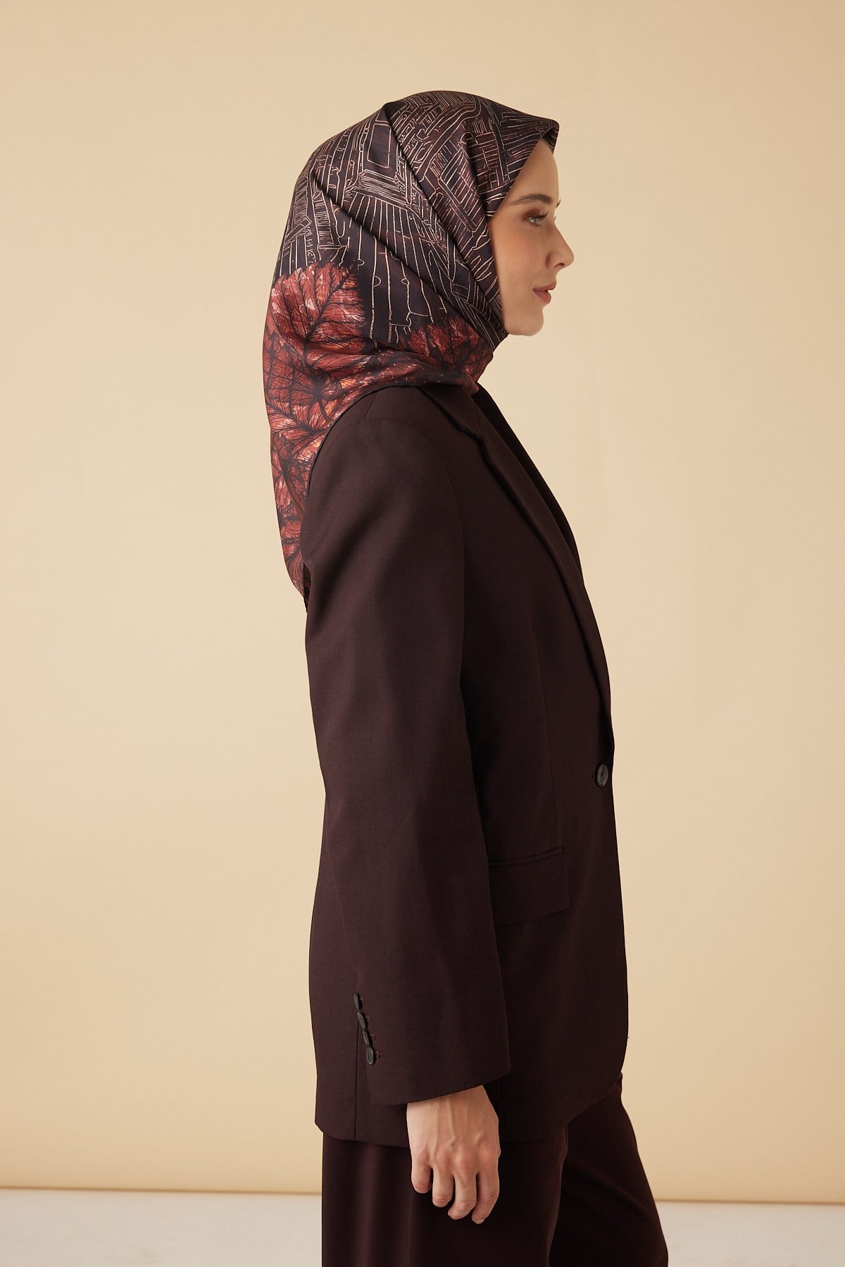 RAVZA MULBERRY İPEK EŞARP 90*90 CM - BORDO