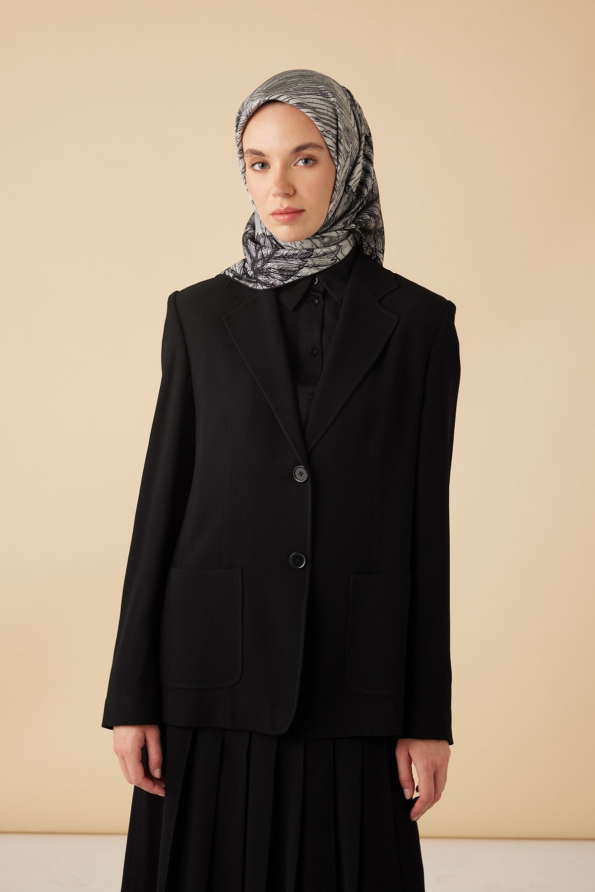 RAVZA MULBERRY İPEK EŞARP 90*90 CM - GRİ
