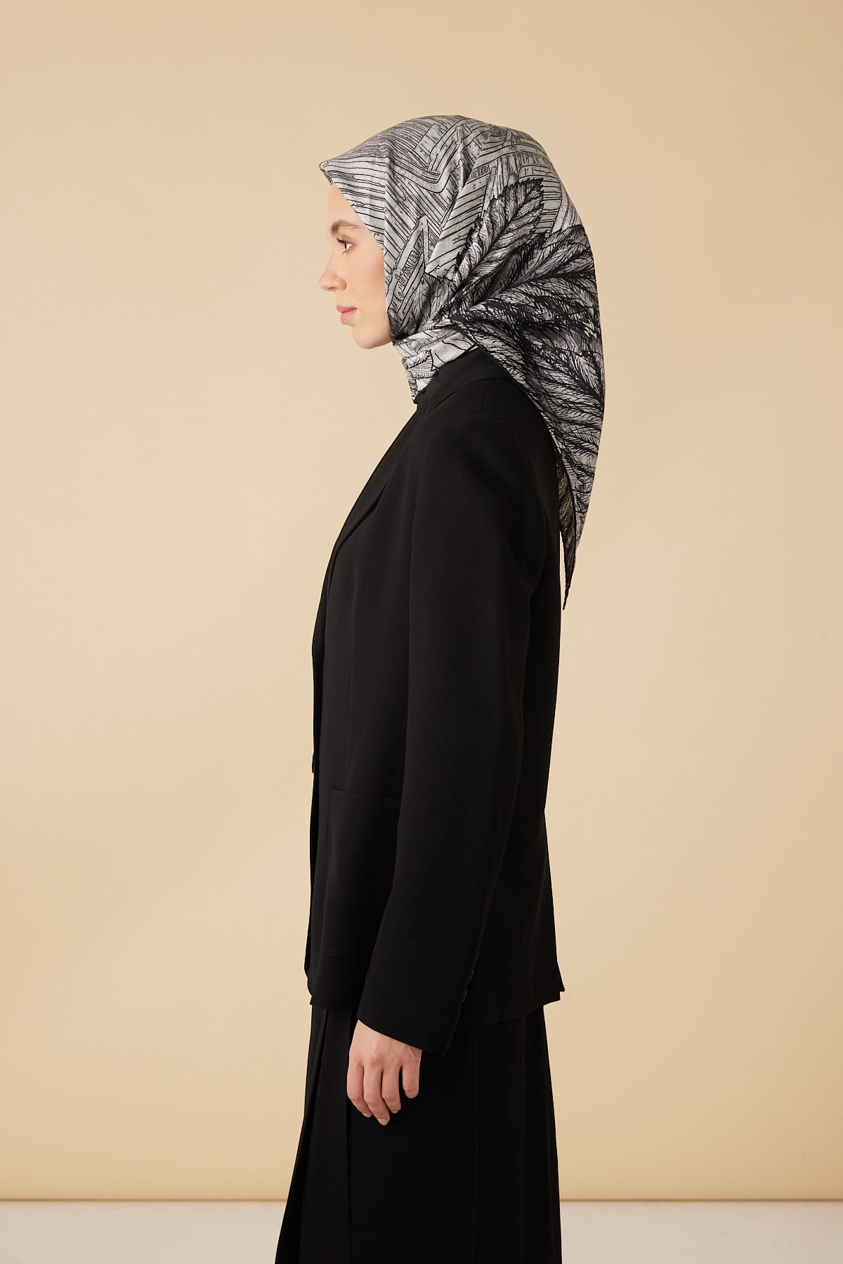 RAVZA MULBERRY İPEK EŞARP 90*90 CM - GRİ