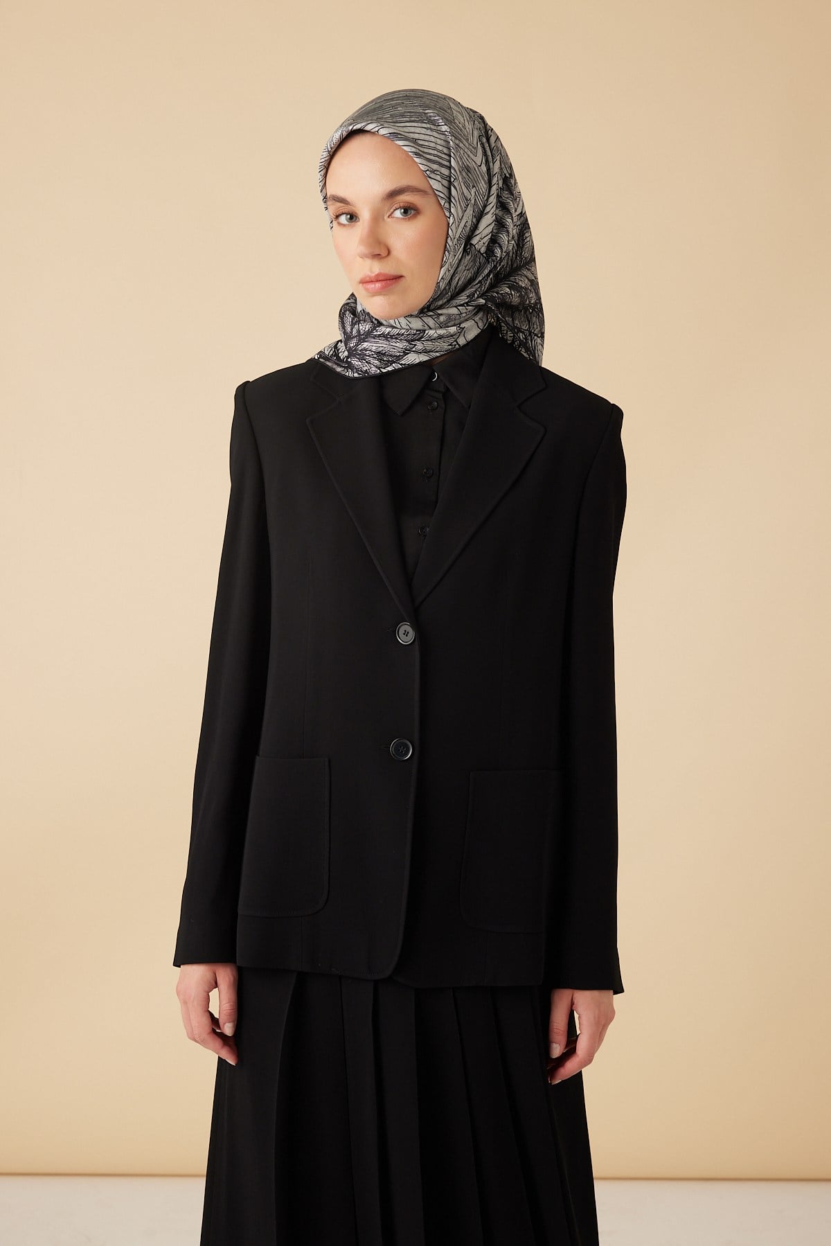 RAVZA MULBERRY İPEK EŞARP 90*90 CM - GRİ