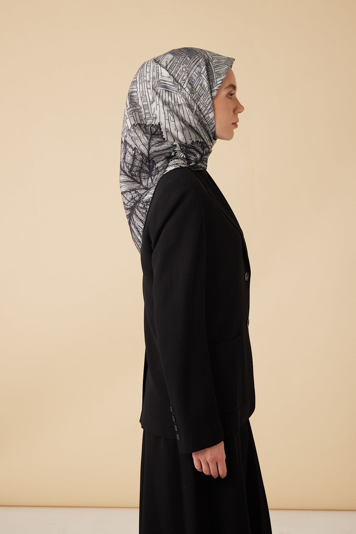 RAVZA MULBERRY İPEK EŞARP 90*90 CM - GRİ
