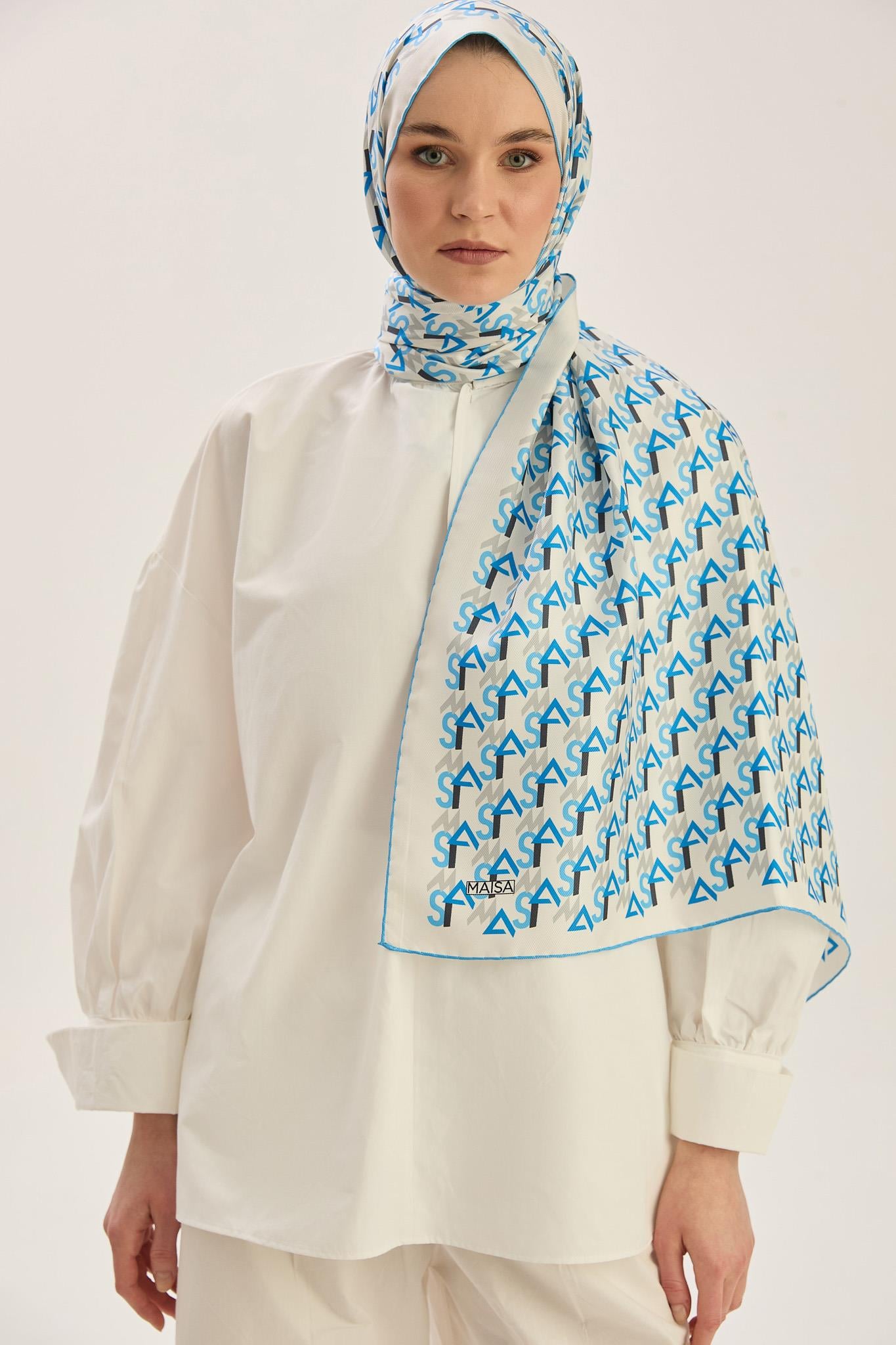 REMZ MULBERRY İPEK ŞAL 70*190 CM - MAVİ