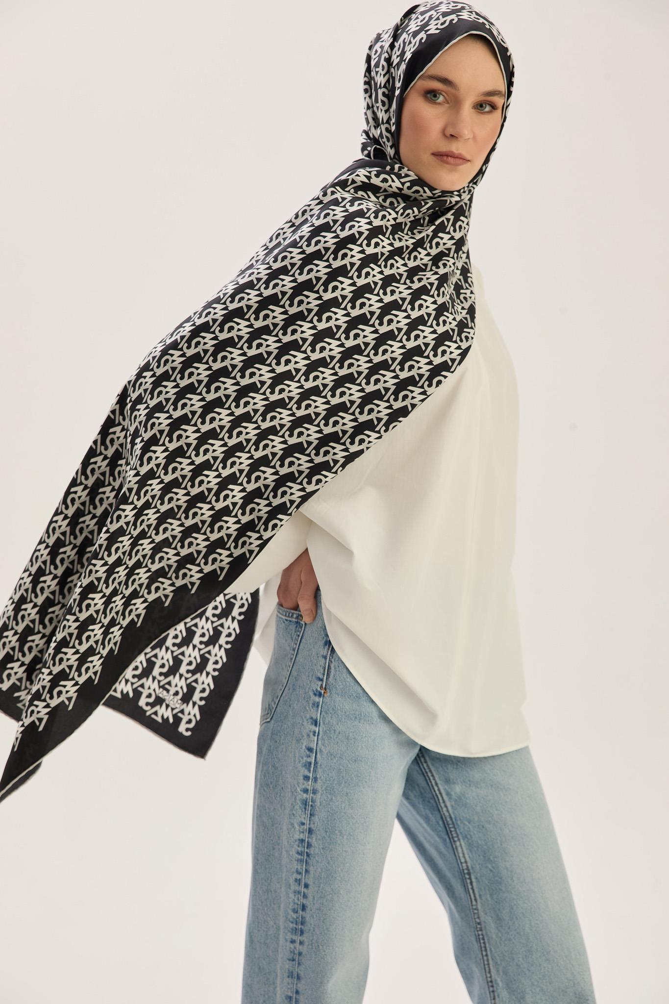 REMZ MULBERRY İPEK ŞAL 70*190 CM - SİYAH