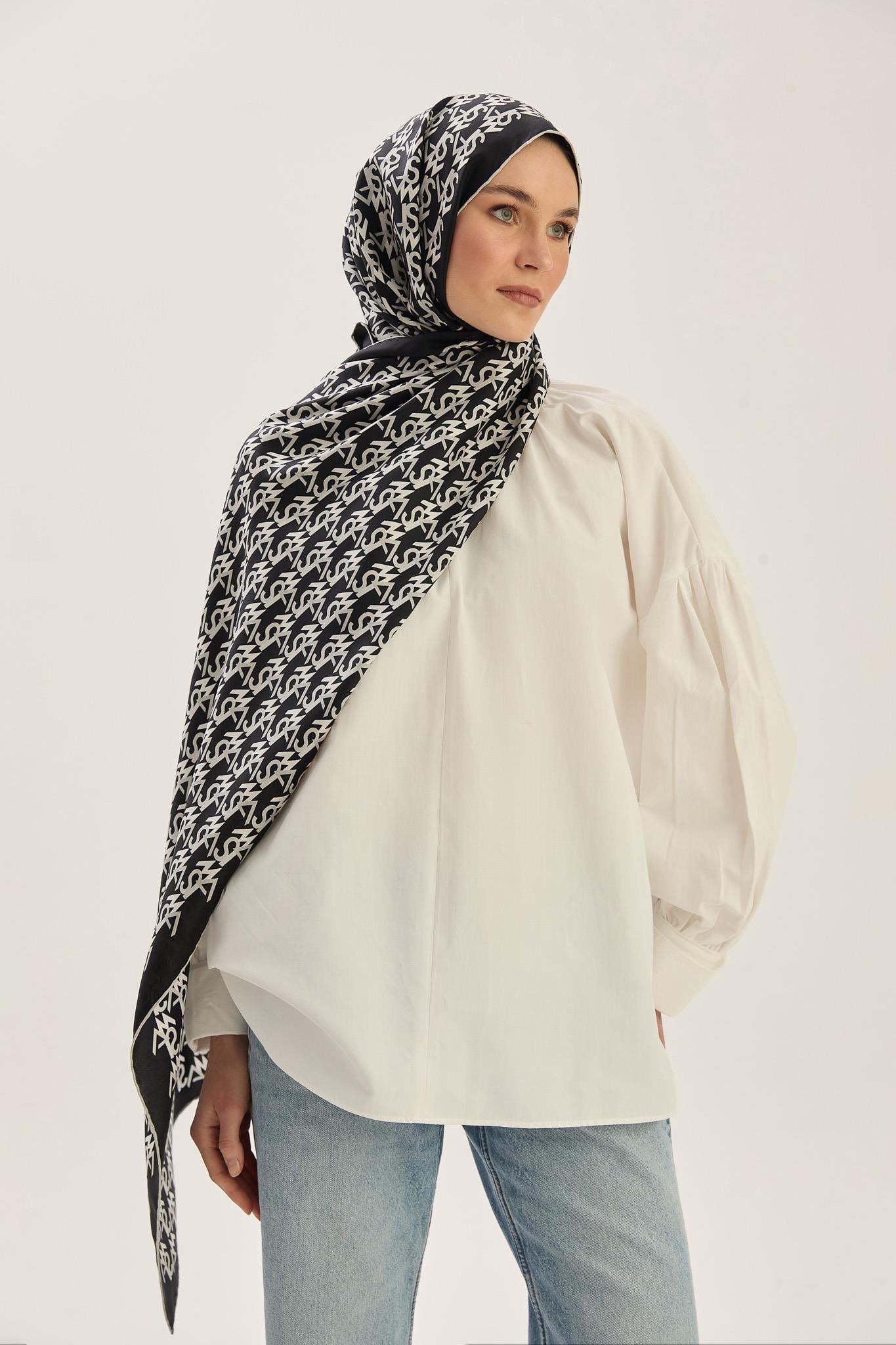 REMZ MULBERRY İPEK ŞAL 70*190 CM - SİYAH