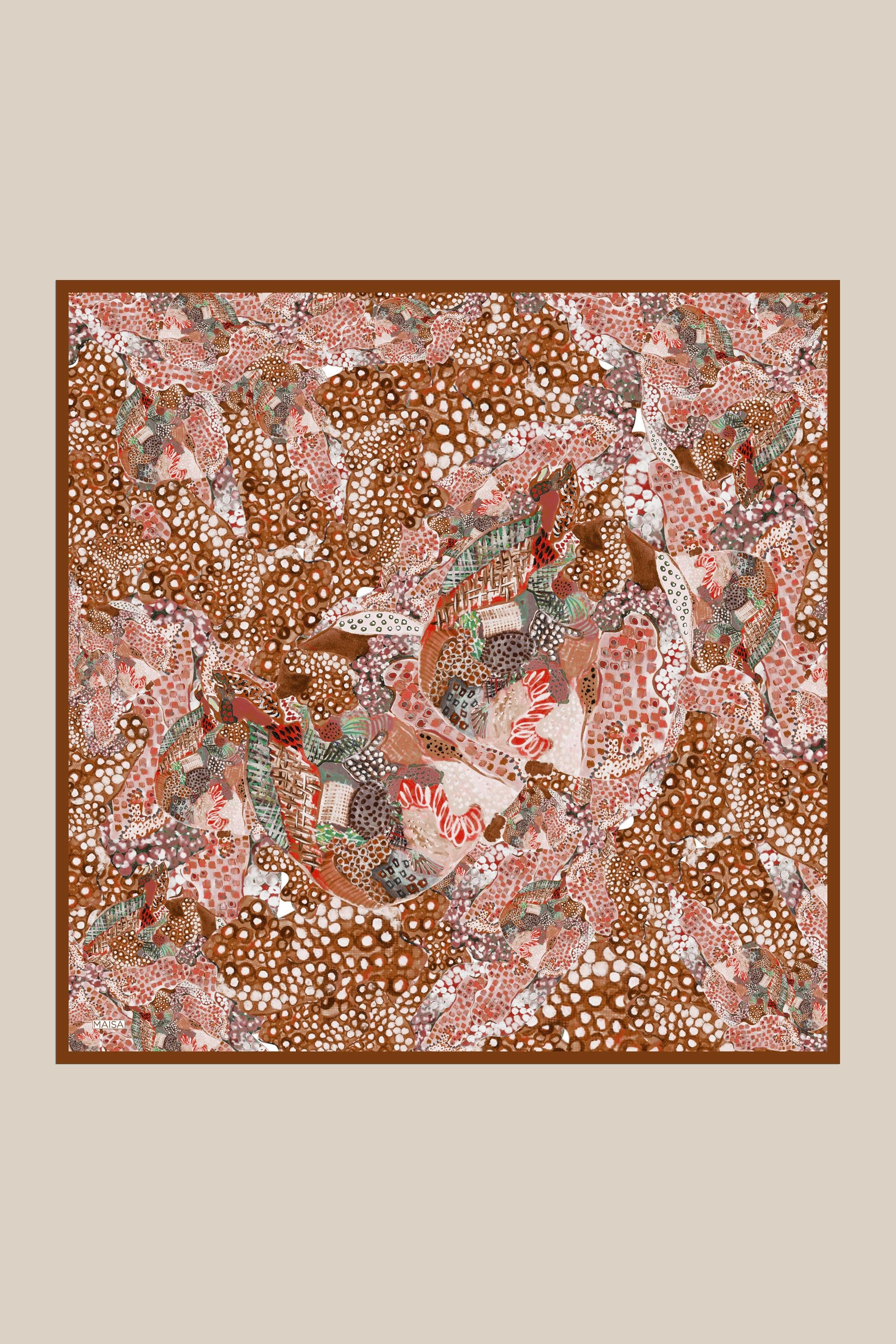RENGİN TİVİL İPEK EŞARP 90*90 CM - TABA