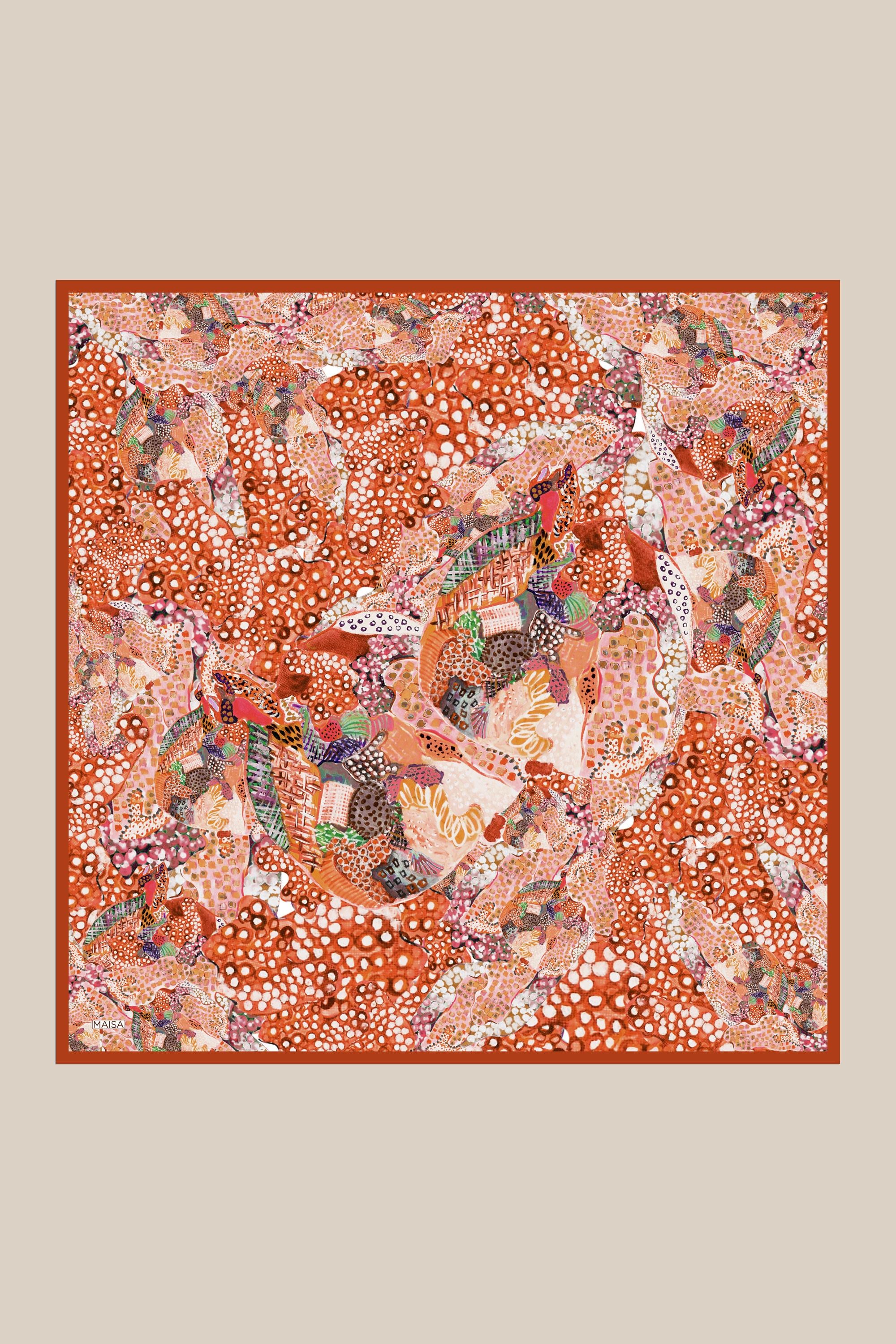 RENGİN TİVİL İPEK EŞARP 90*90 CM - TURUNCU