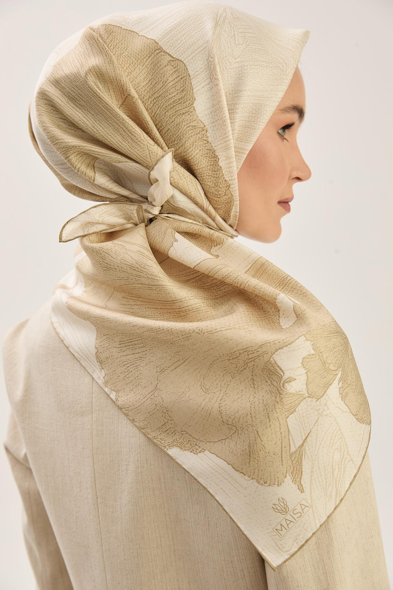 REŞHA MULBERRY İPEK EŞARP 90*90 CM - BEJ