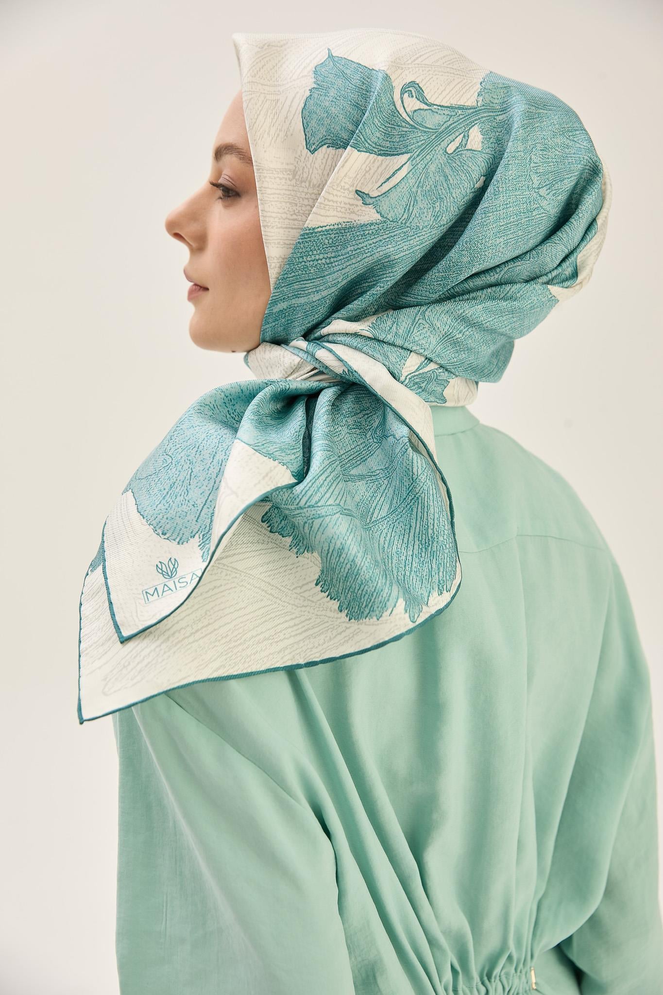 REŞHA MULBERRY İPEK EŞARP 90*90 CM - NİL YEŞİLİ