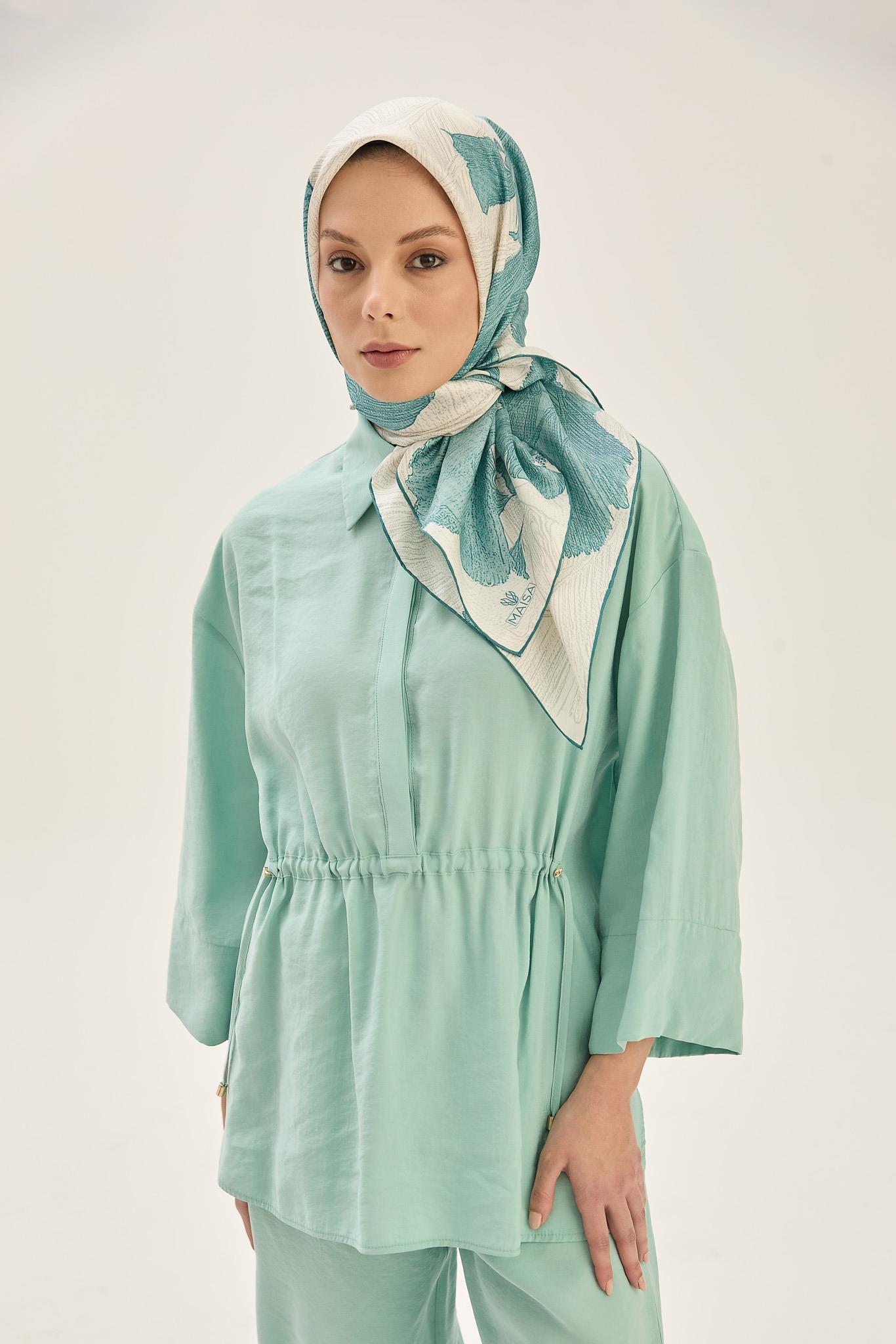 REŞHA MULBERRY İPEK EŞARP 90*90 CM - NİL YEŞİLİ