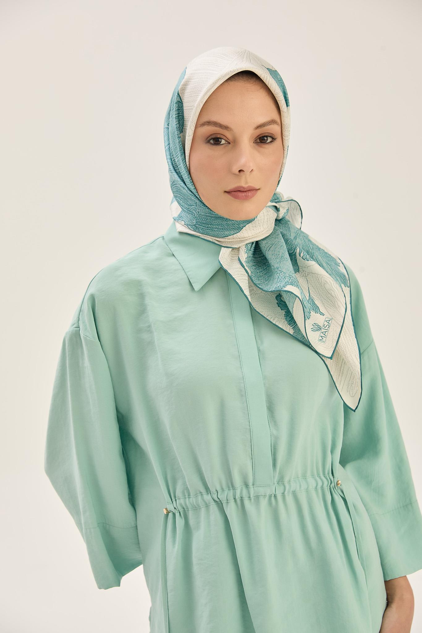 REŞHA MULBERRY İPEK EŞARP 90*90 CM - NİL YEŞİLİ