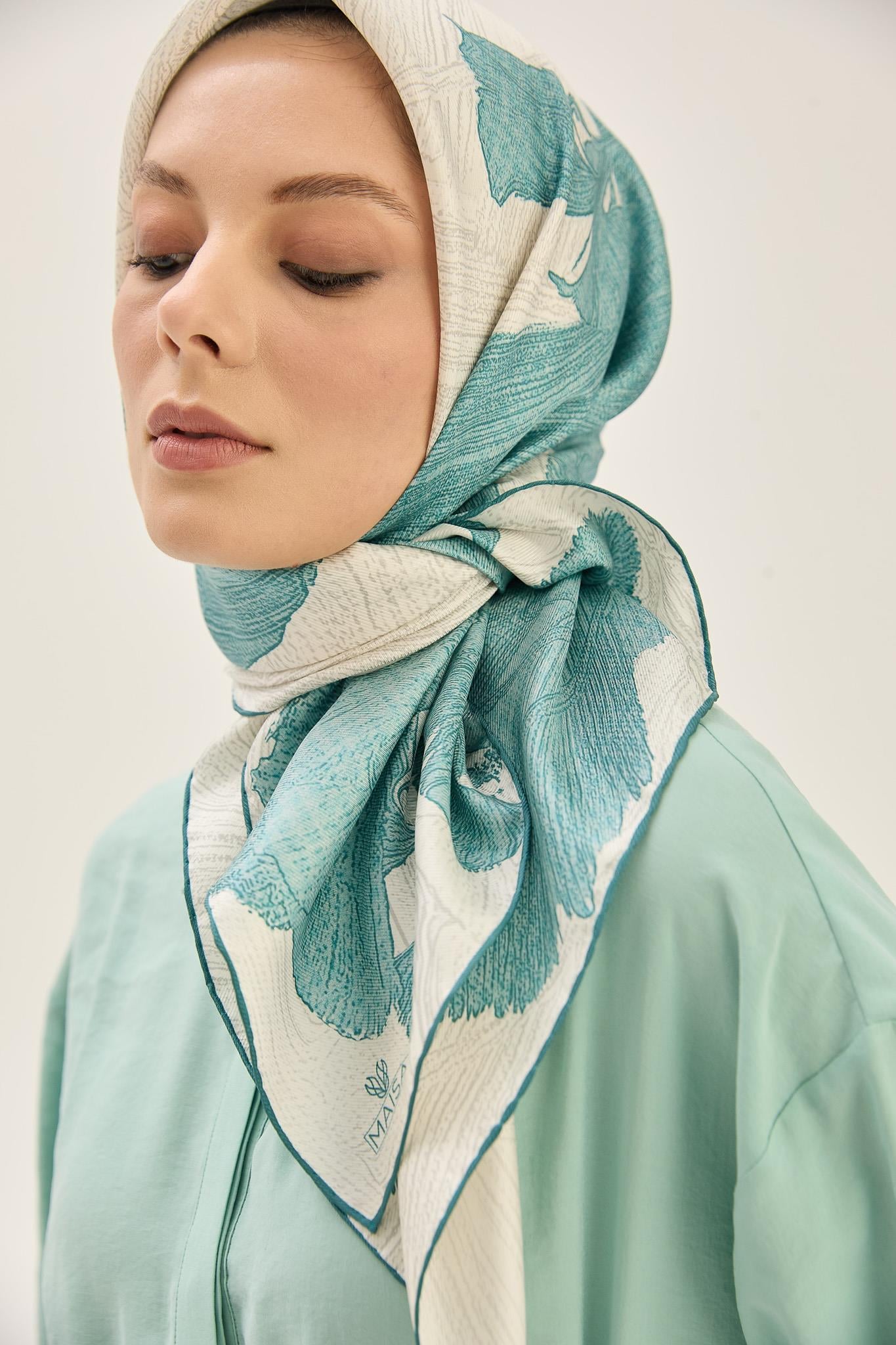 REŞHA MULBERRY İPEK EŞARP 90*90 CM - NİL YEŞİLİ