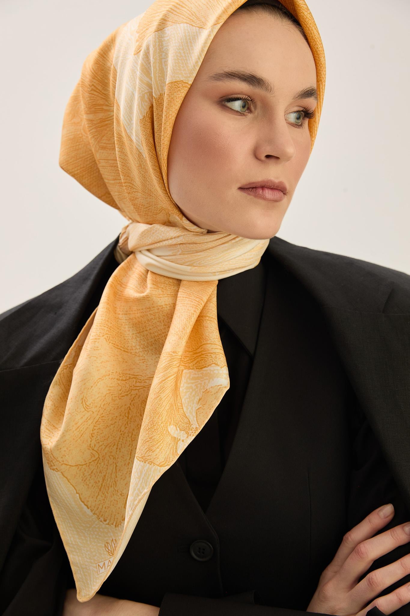 REŞHA MULBERRY İPEK EŞARP 90*90 CM - SARI