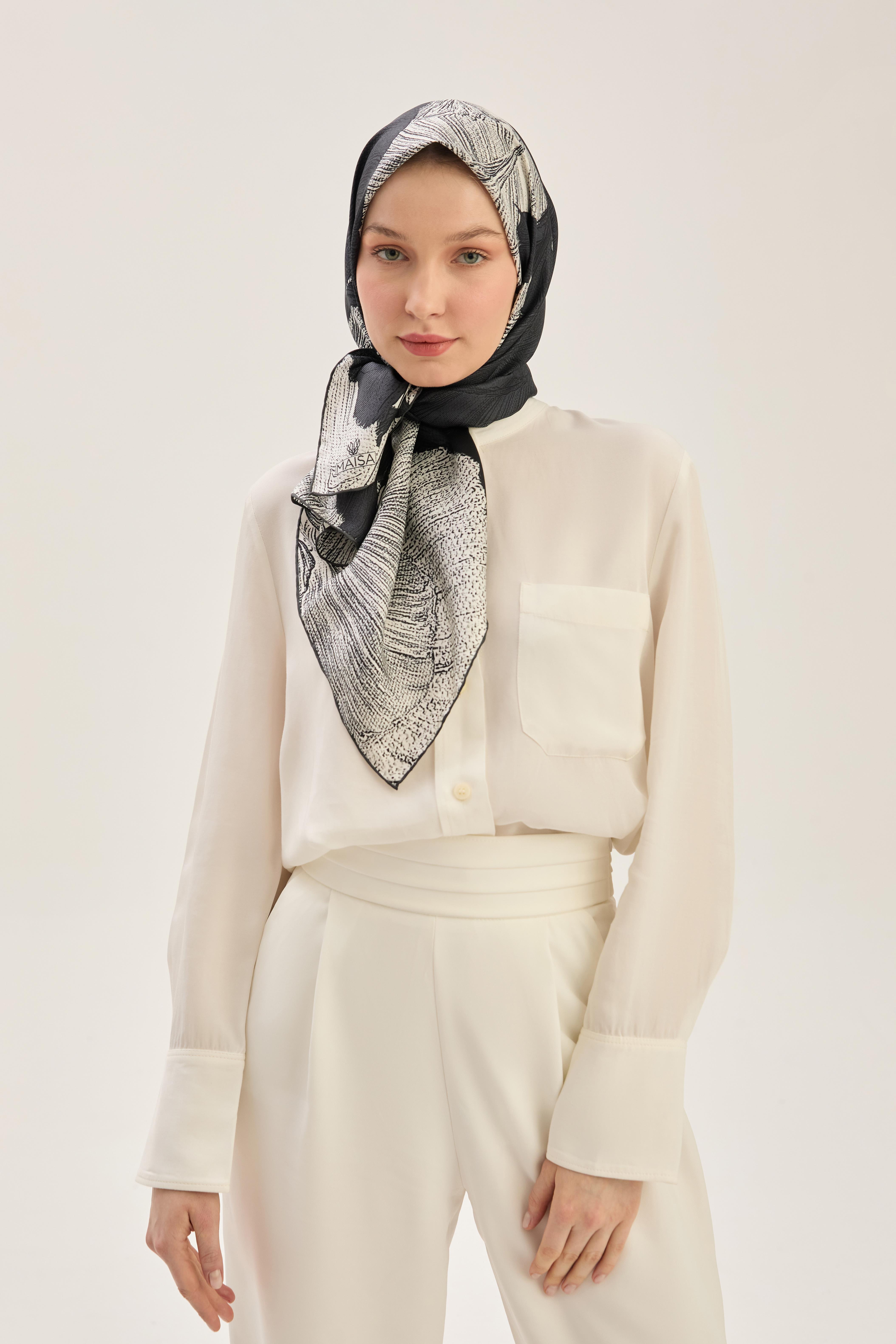 REŞHA MULBERRY İPEK EŞARP 90*90 CM - SİYAH