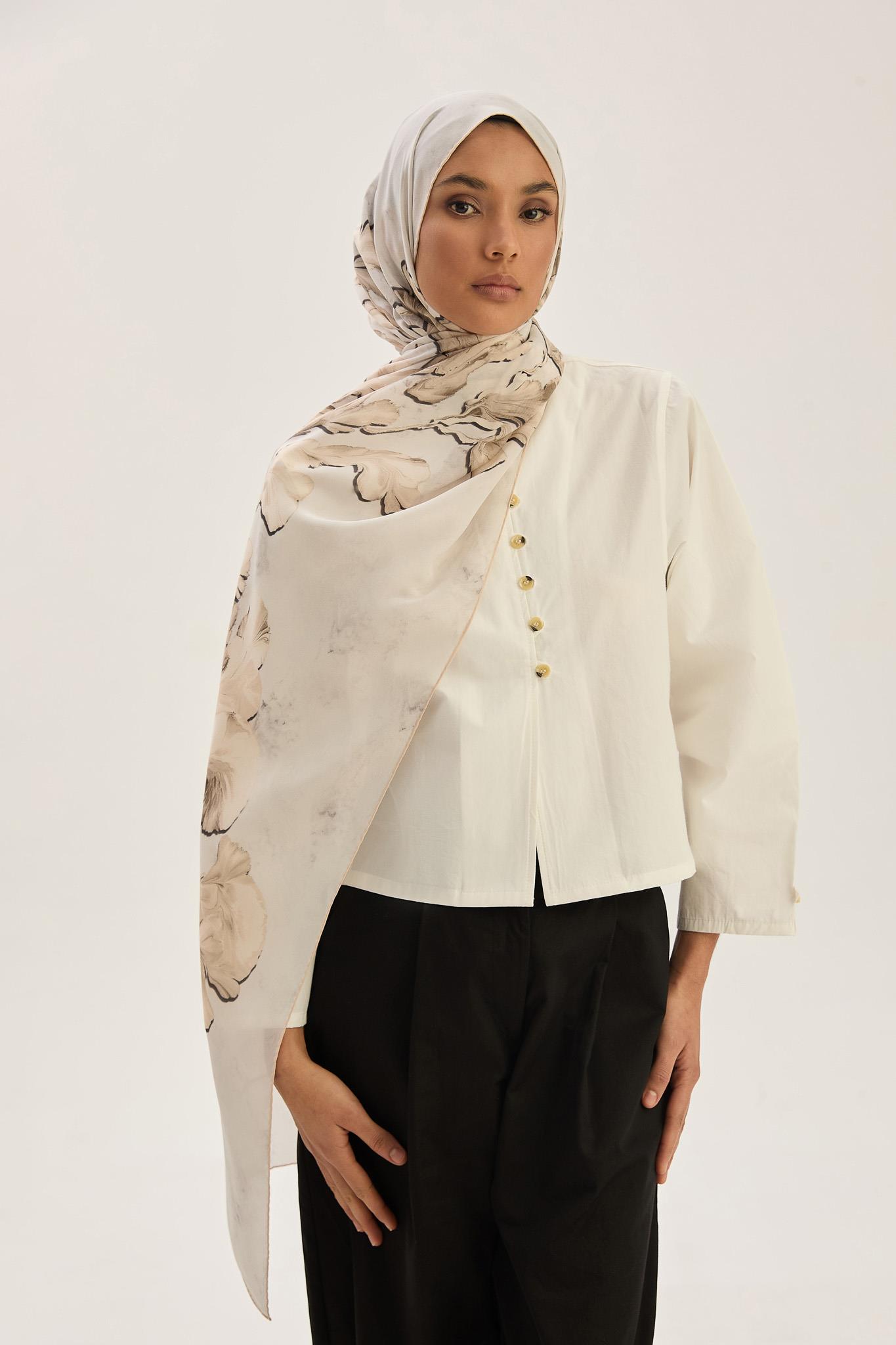 REYYA KREP İPEK ŞAL 70*190 CM - GÜMÜŞ