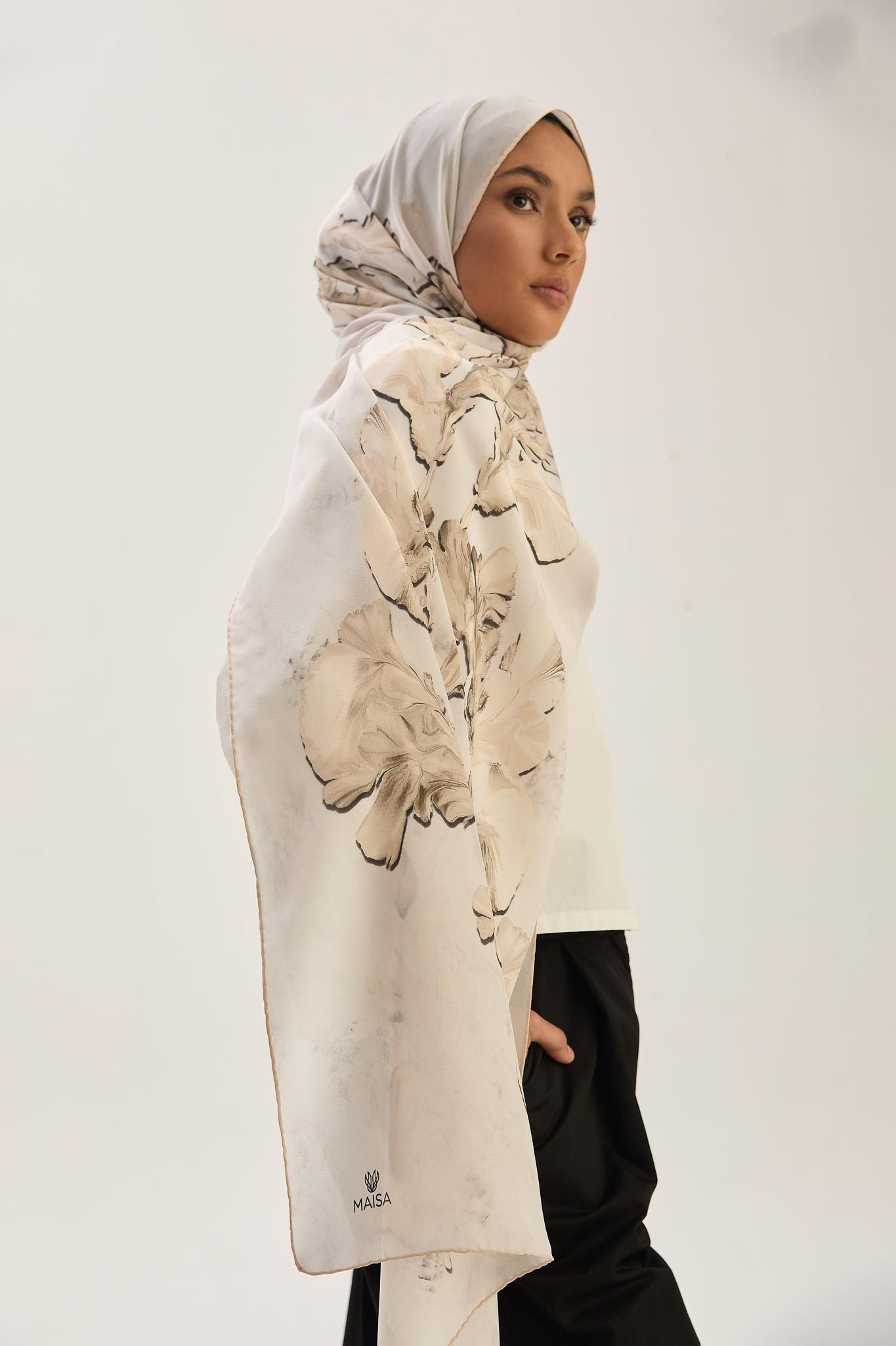 REYYA KREP İPEK ŞAL 70*190 CM - GÜMÜŞ