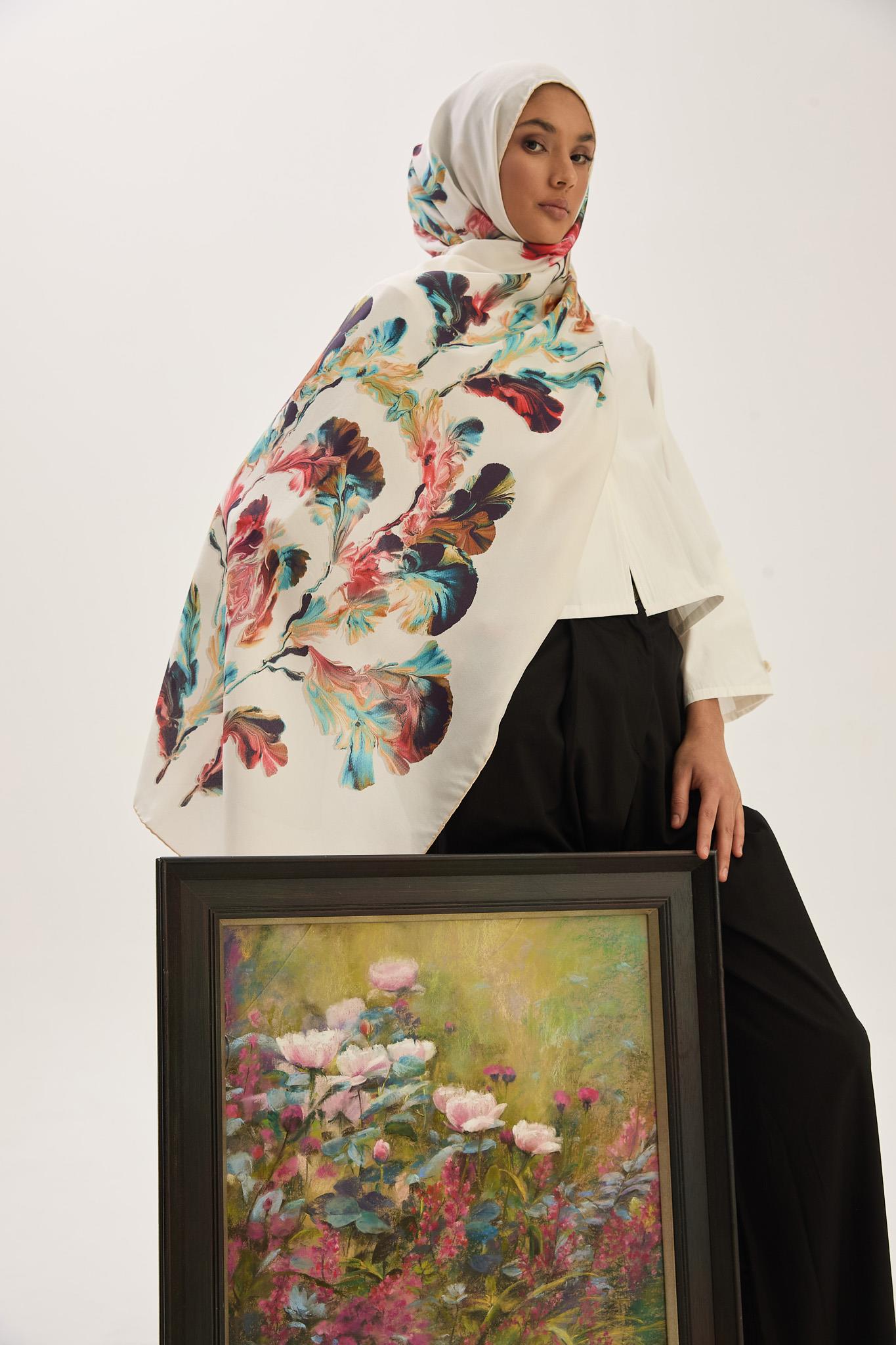REYYA PAMUK İPEK ŞAL 70*190 CM - EKRU