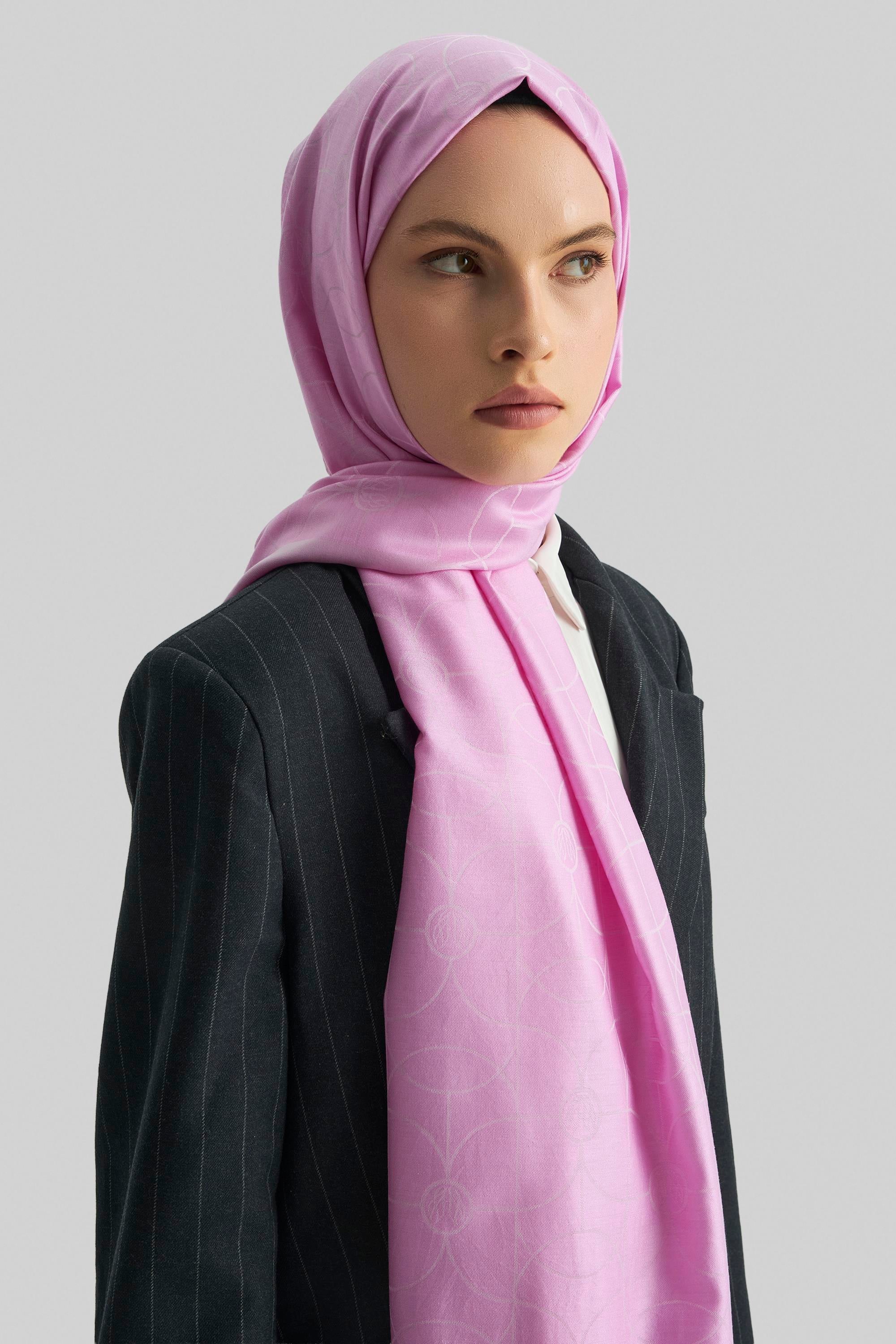 RİND%100 İPEK JAKARLI ŞAL-PEMBE