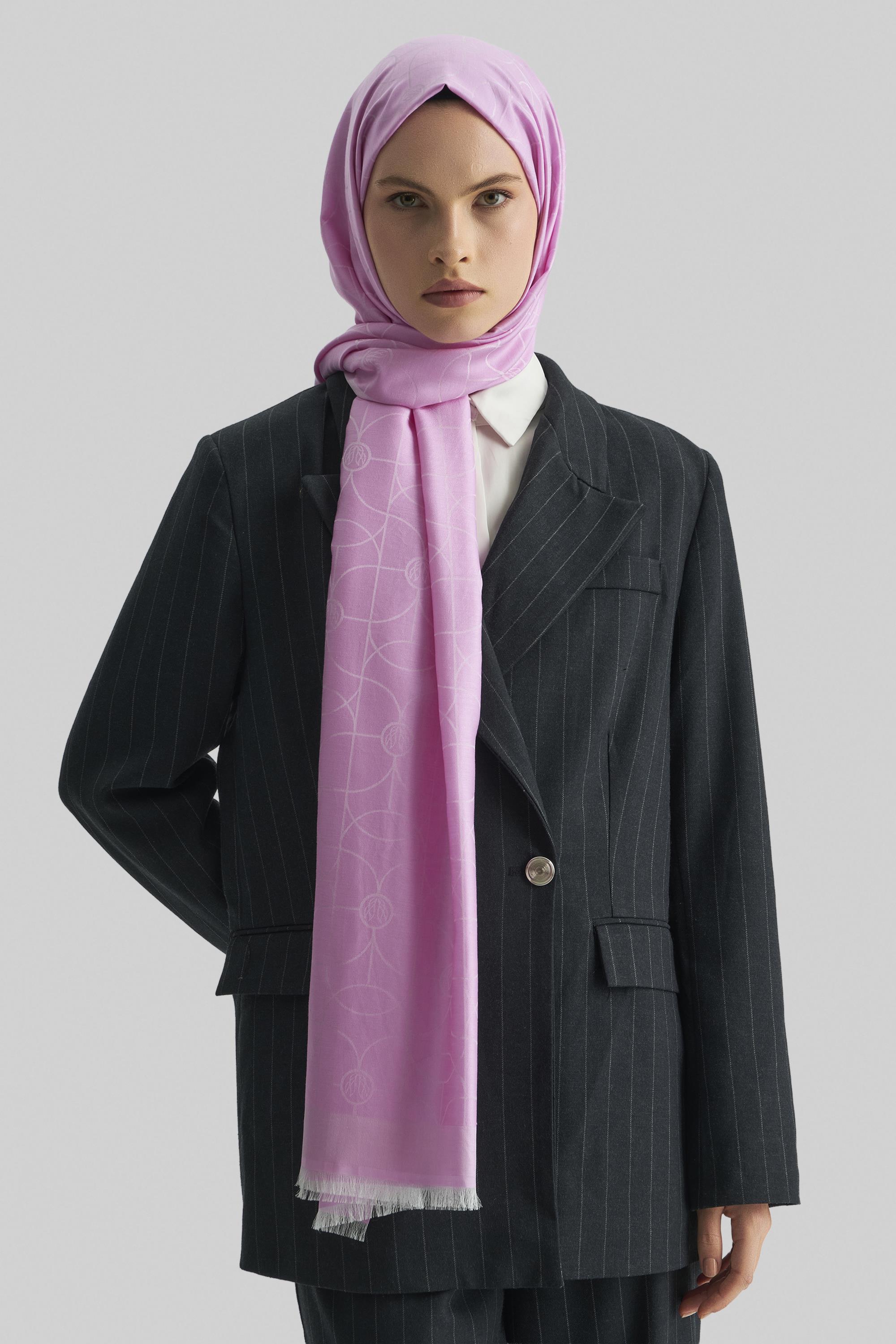 RİND%100 İPEK JAKARLI ŞAL-PEMBE