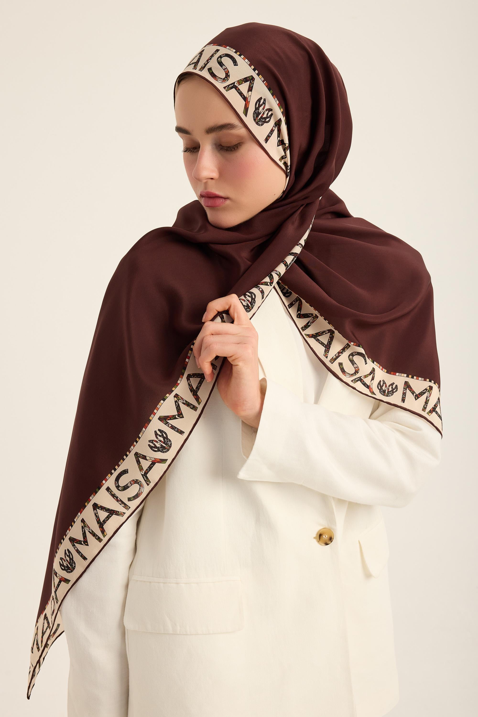 RUFİ KREP İPEK ŞAL 70*190 CM - KAHVERENGİ