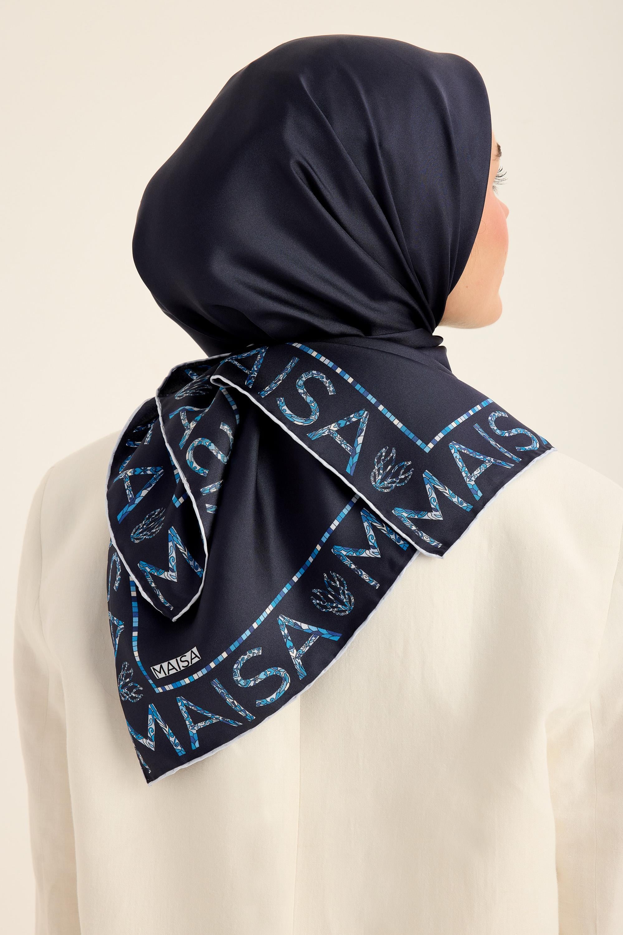 RUFİ TİVİL İPEK EŞARP 90*90 CM - LACİVERT