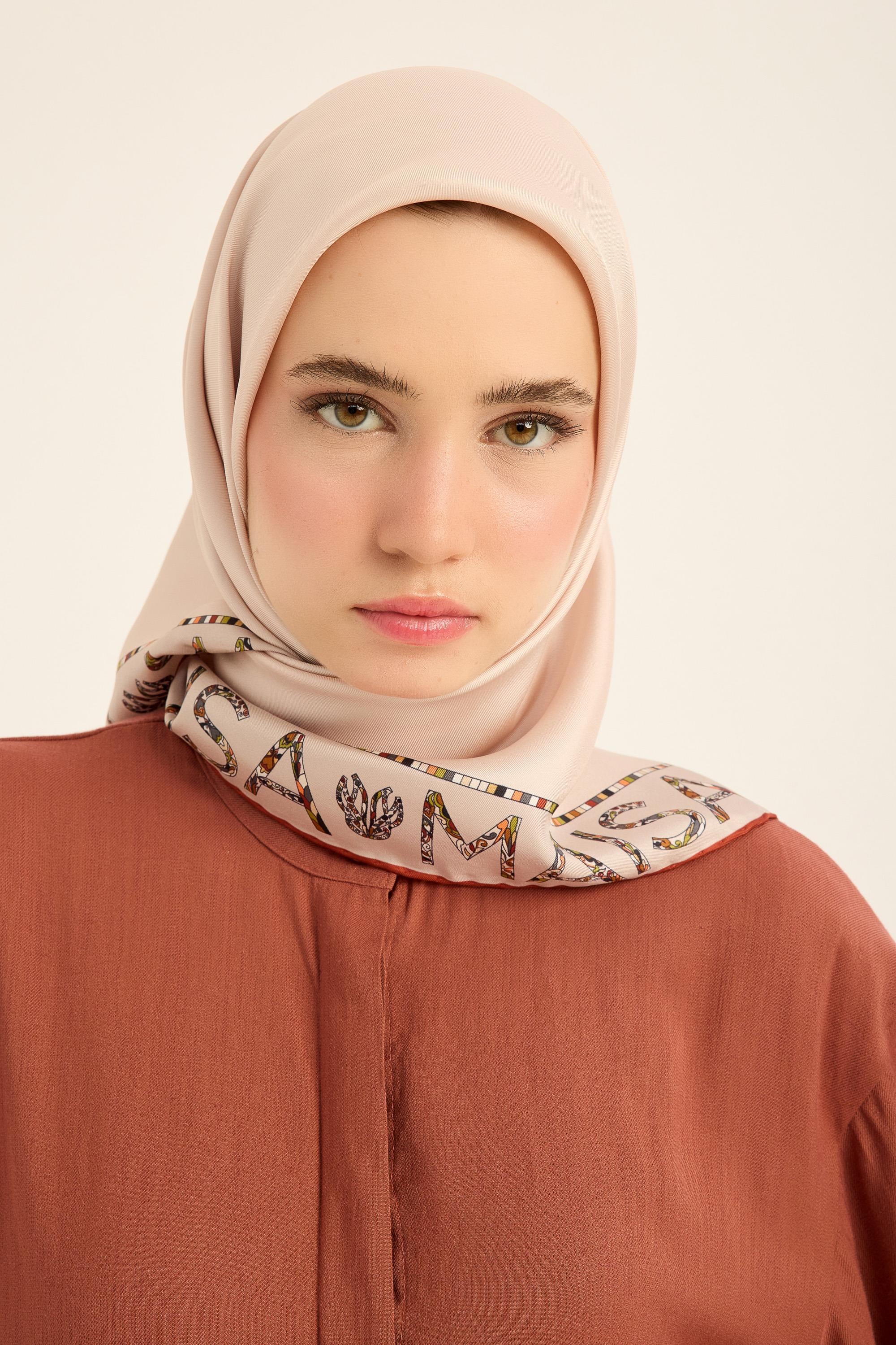 RUFİ TİVİL İPEK EŞARP 90*90 CM - PUDRA PEMBE