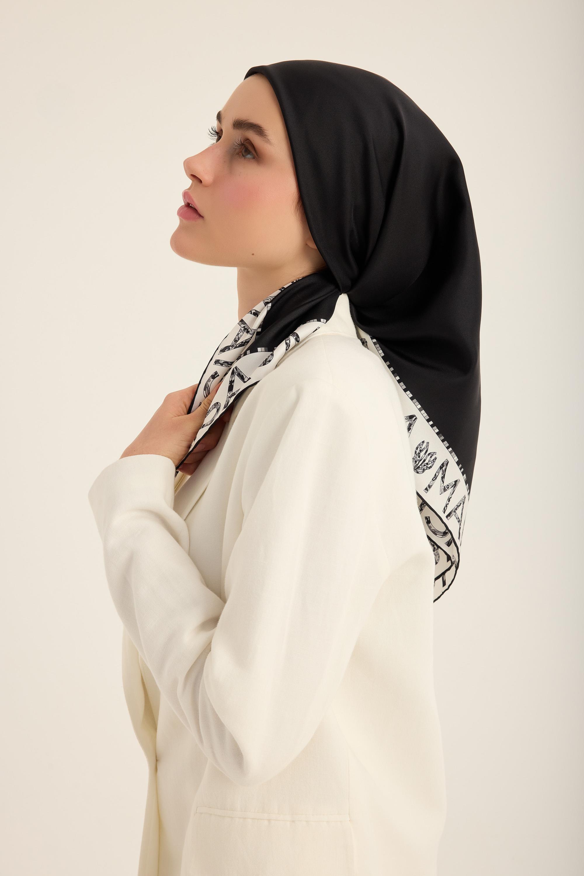 RUFİ TİVİL İPEK EŞARP 90*90 CM - SİYAH