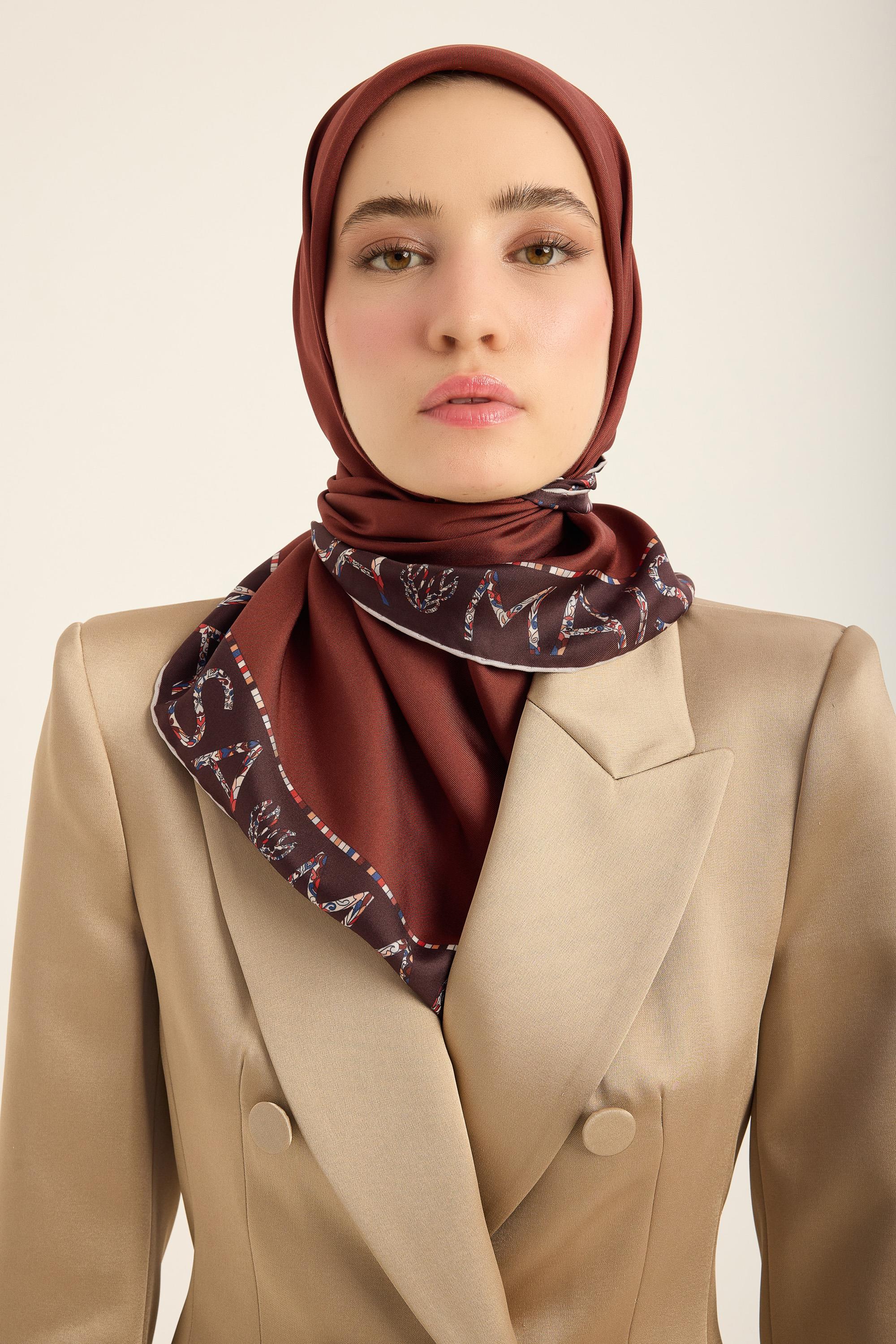 RUFİ TİVİL İPEK EŞARP 90*90 CM - TABA
