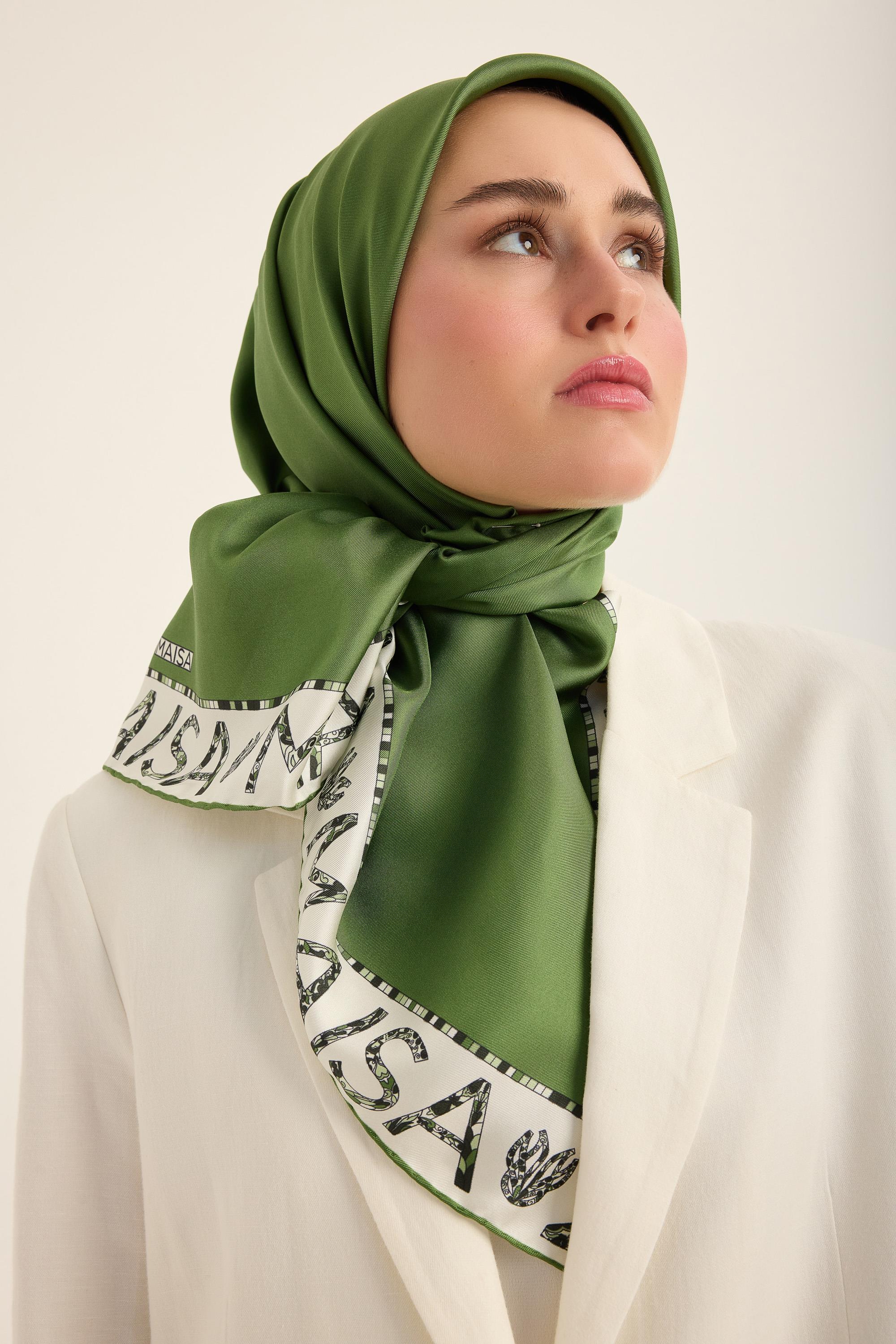 RUFİ TİVİL İPEK EŞARP 90*90 CM - YEŞİL