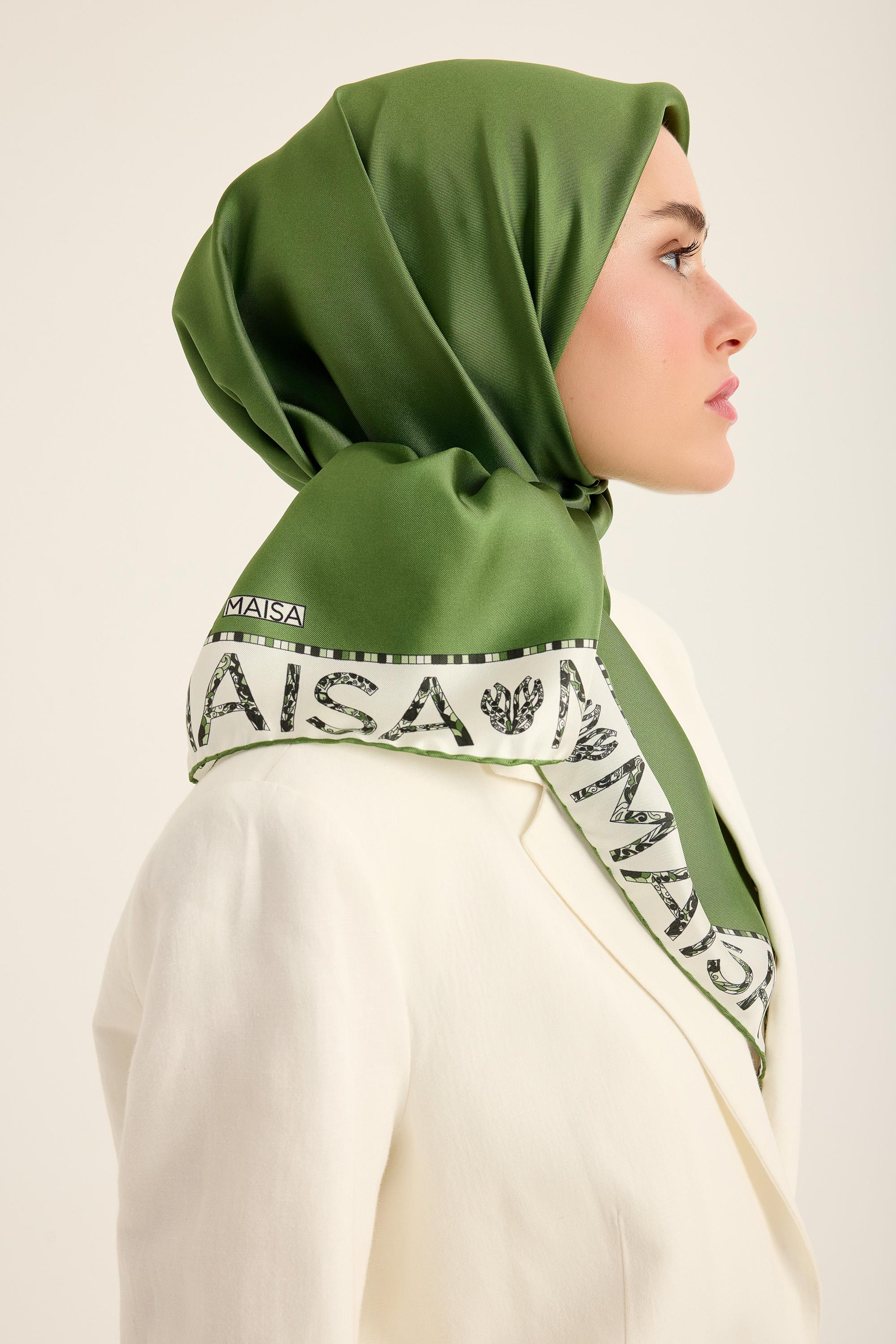 RUFİ TİVİL İPEK EŞARP 90*90 CM - YEŞİL