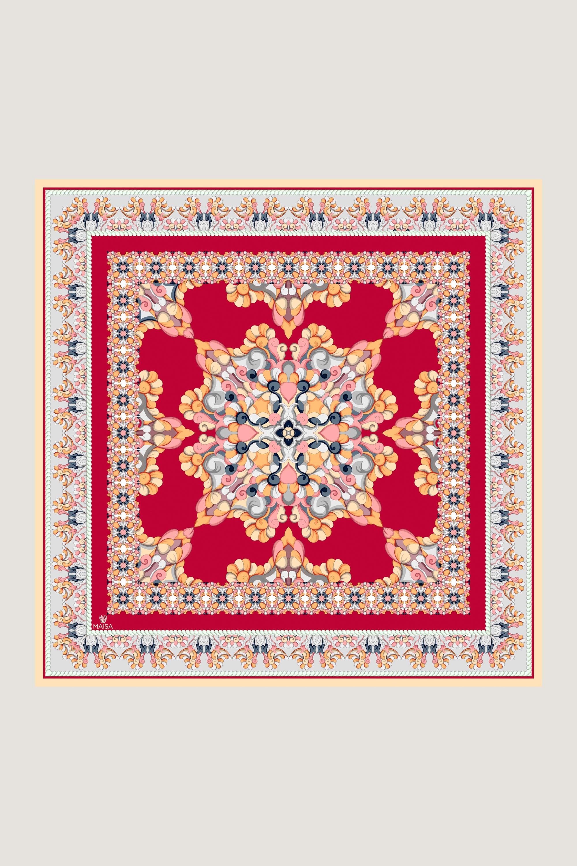 RUH SURA İPEK EŞARP 90*90 CM - KIRMIZI