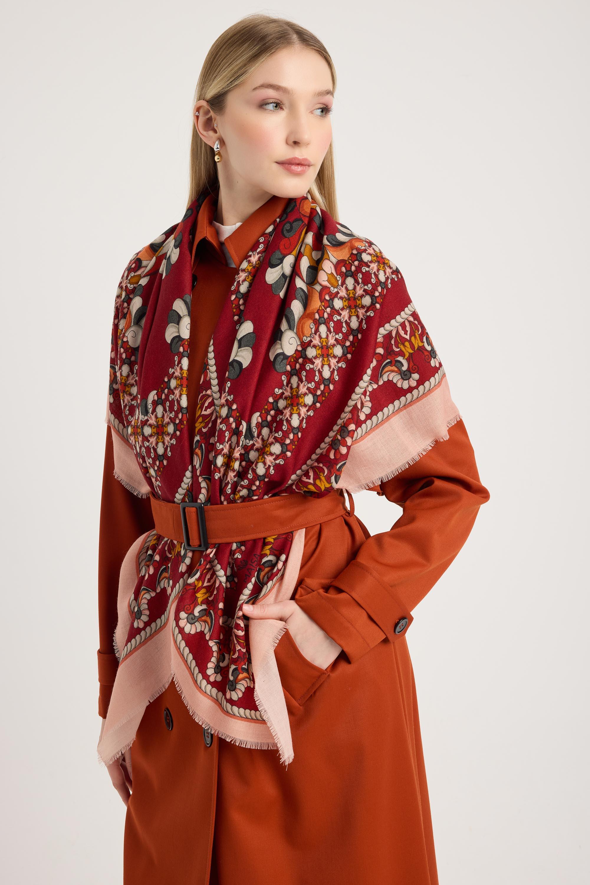 RUH YÜN İPEK EŞARP 110*110 CM - KIRMIZI