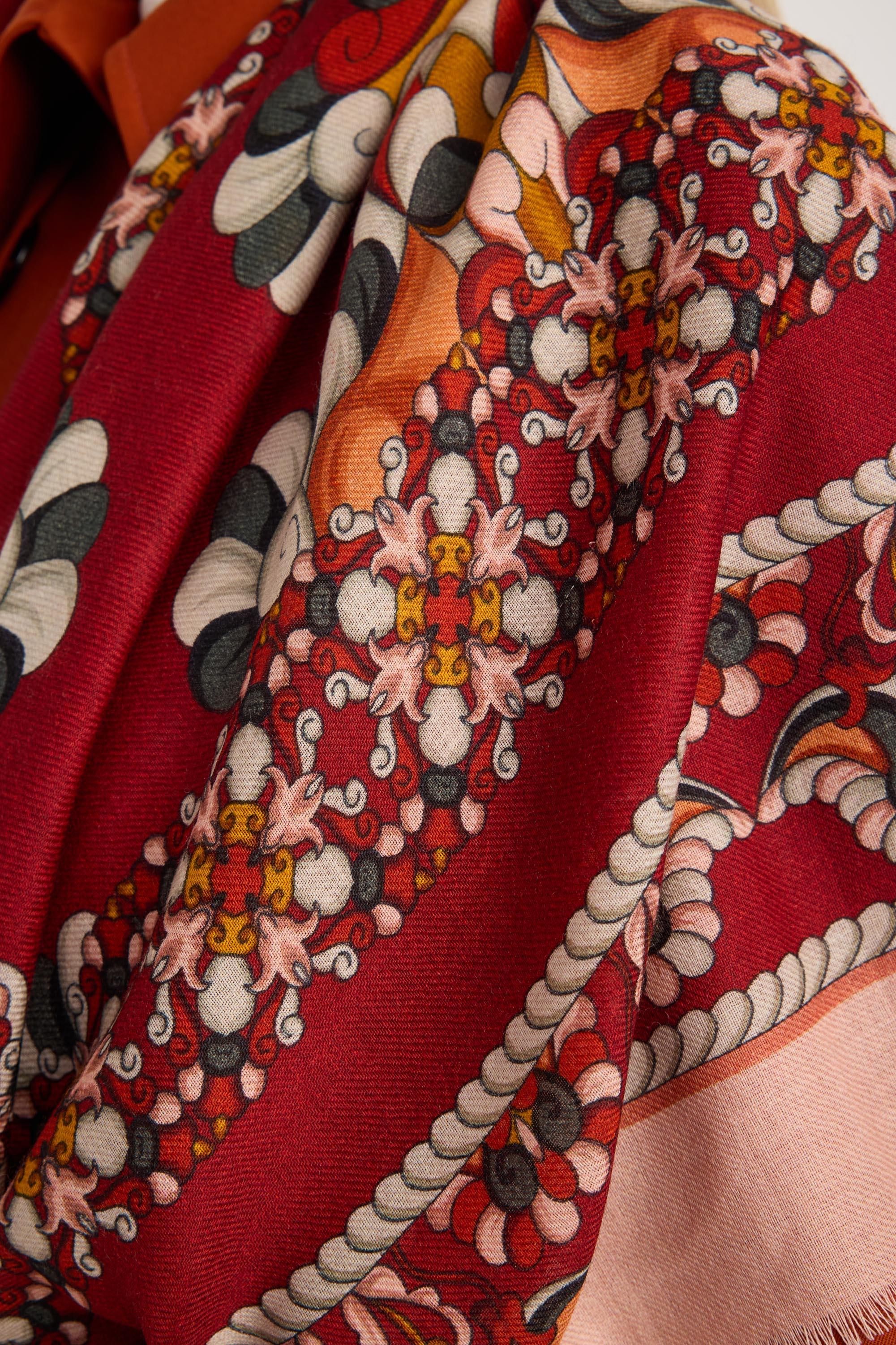 RUH YÜN İPEK EŞARP 110*110 CM - KIRMIZI