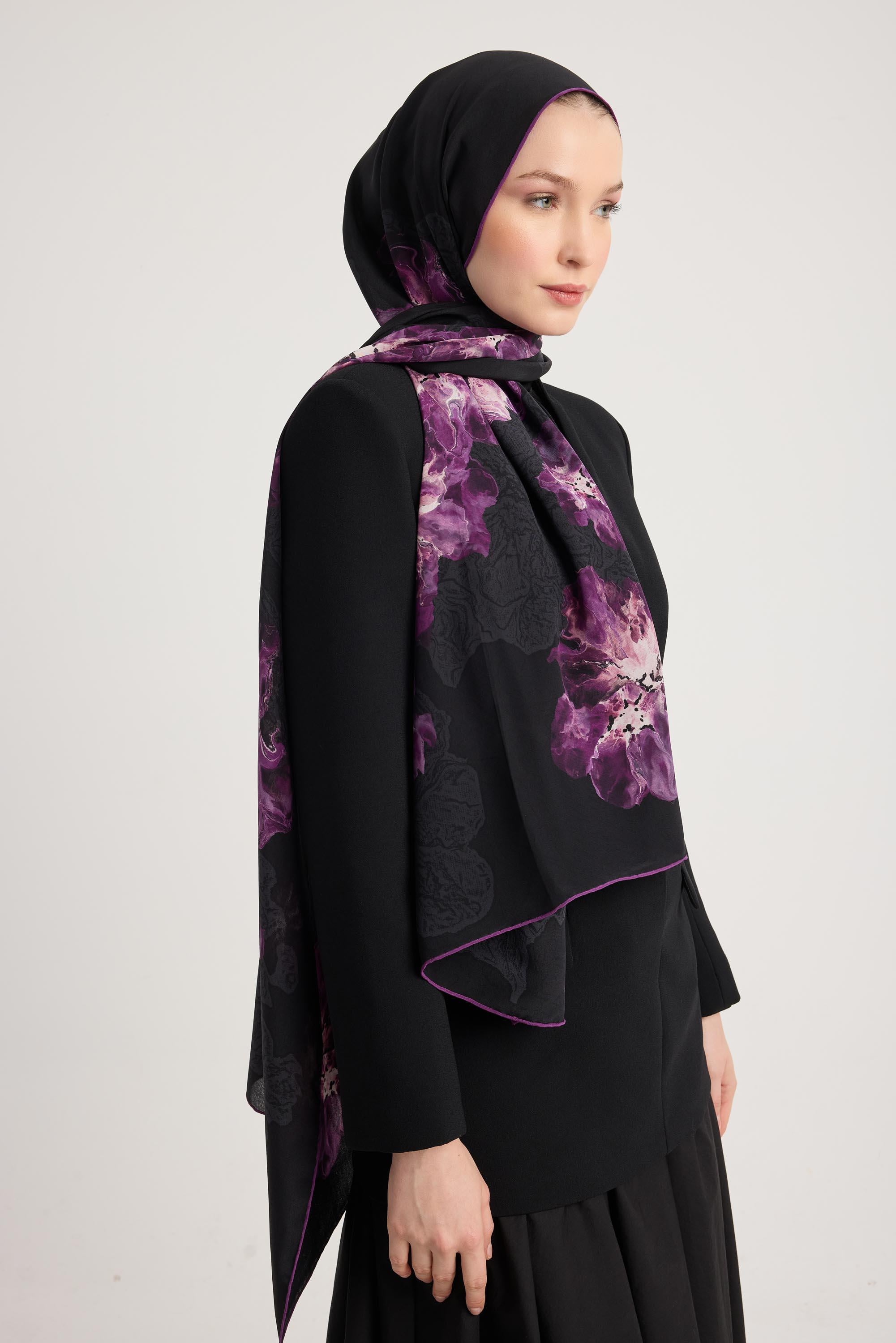RÜYA KREP İPEK ŞAL 70*190 CM - MOR