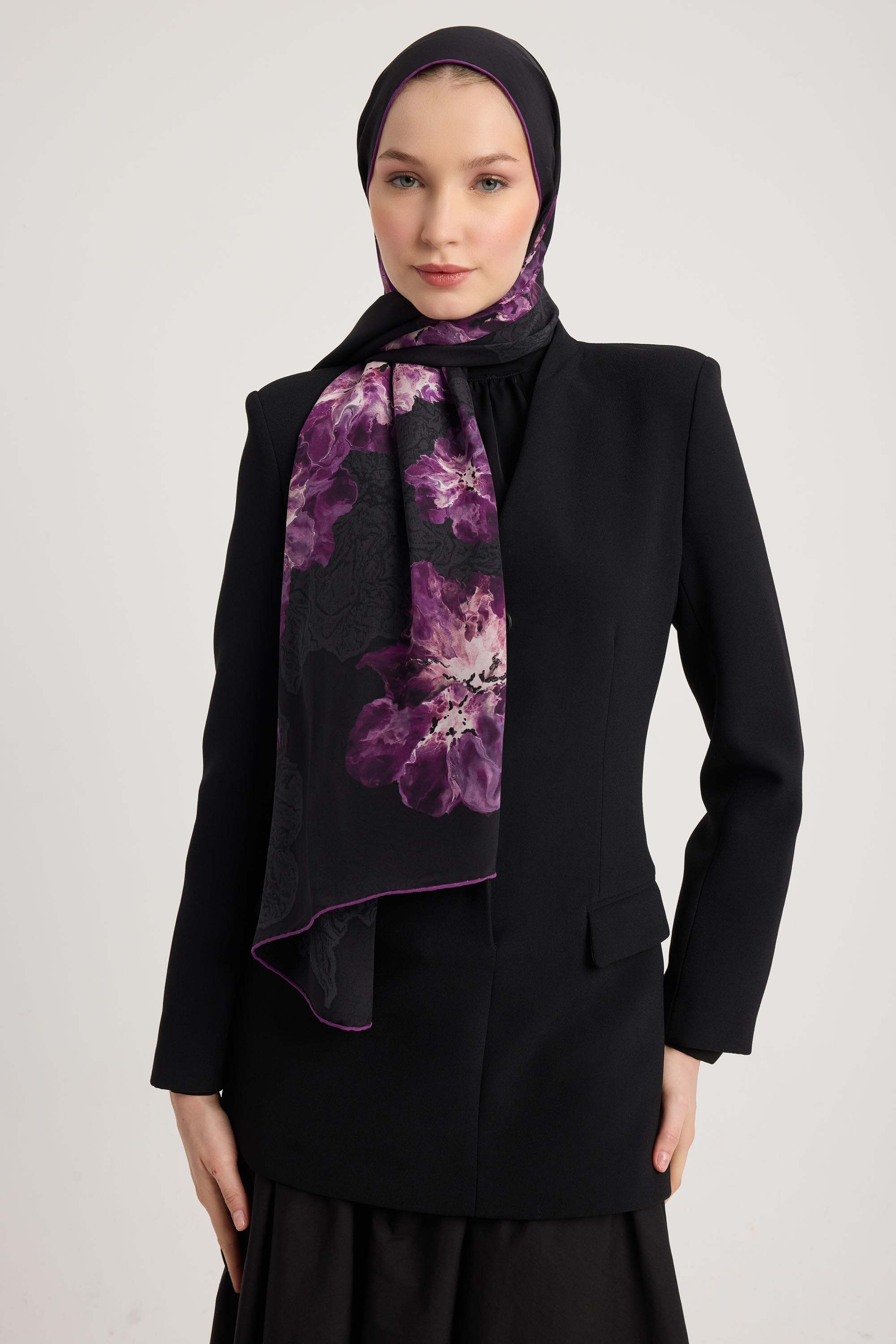 RÜYA KREP İPEK ŞAL 70*190 CM - MOR