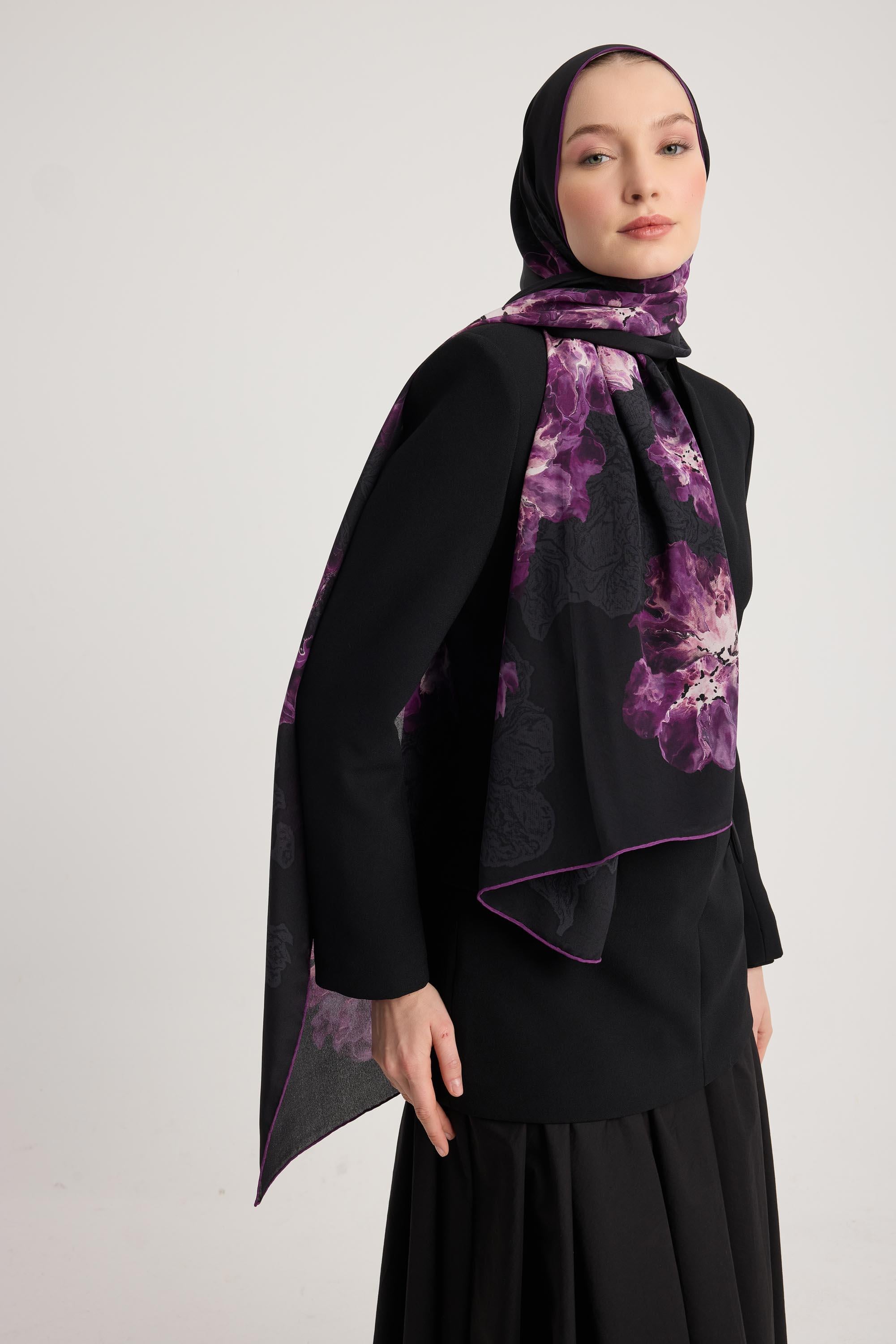 RÜYA KREP İPEK ŞAL 70*190 CM - MOR