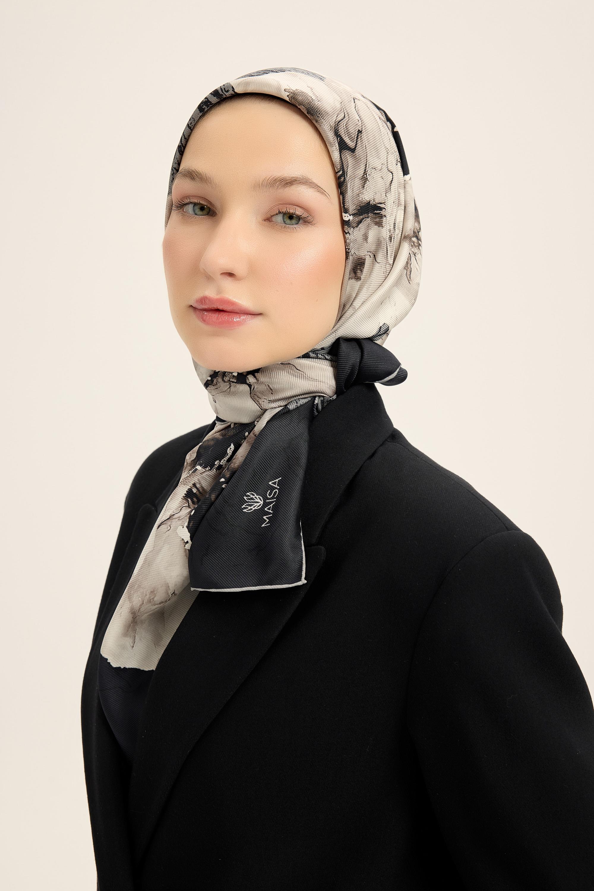 RÜYA MULBERRY İPEK EŞARP 90*90 CM - ANTRASİT