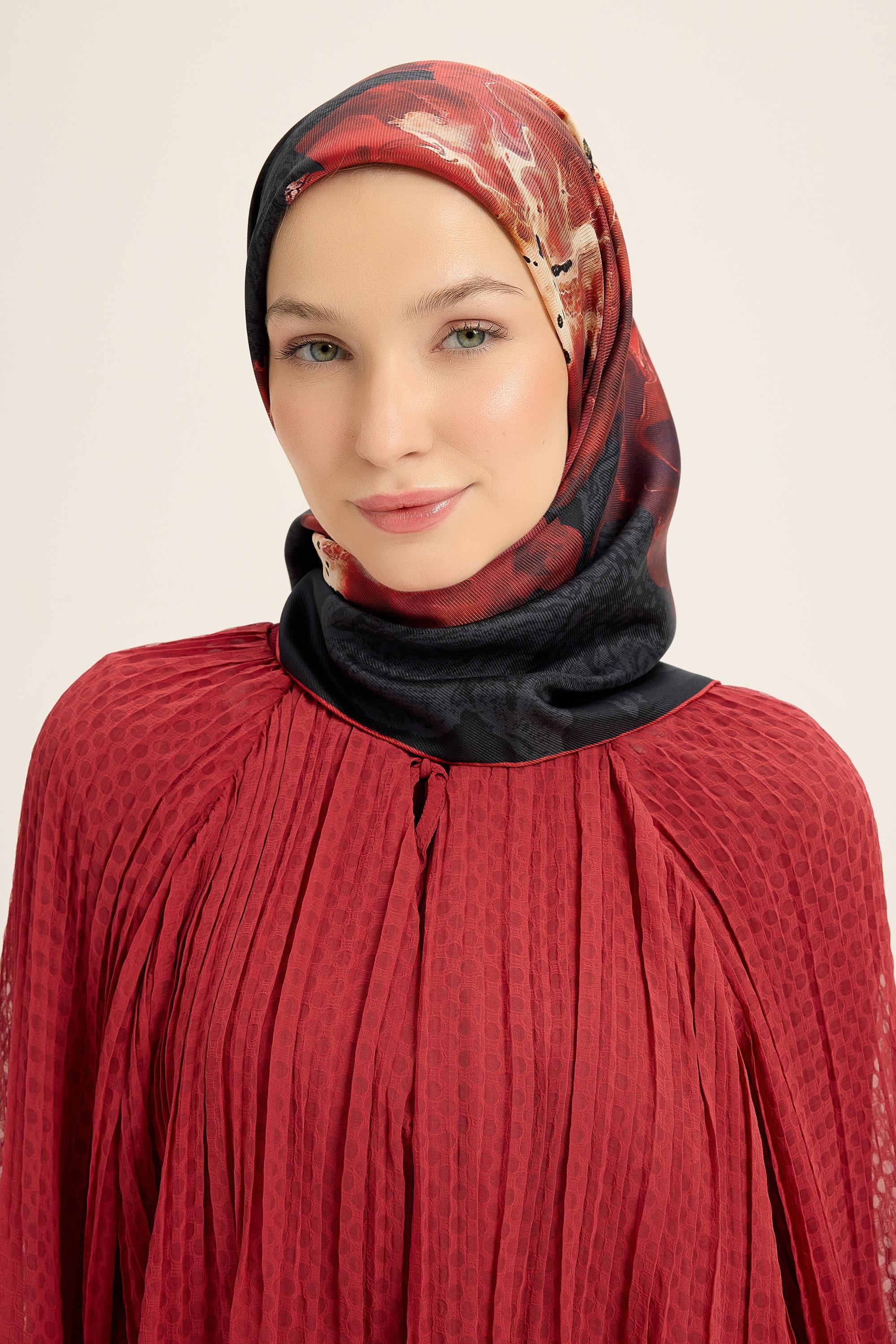 RÜYA MULBERRY İPEK EŞARP 90*90 CM - BORDO
