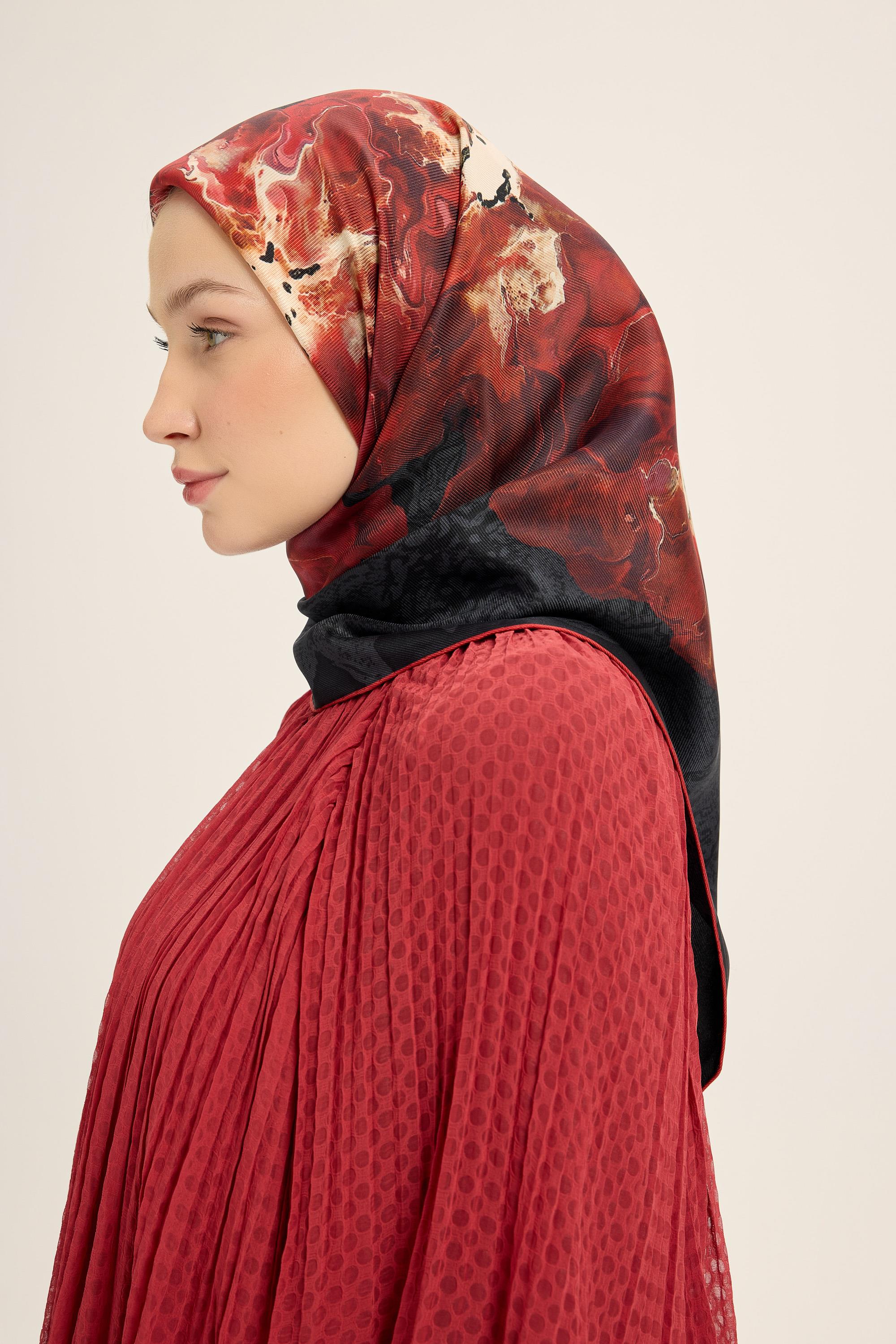RÜYA MULBERRY İPEK EŞARP 90*90 CM - BORDO