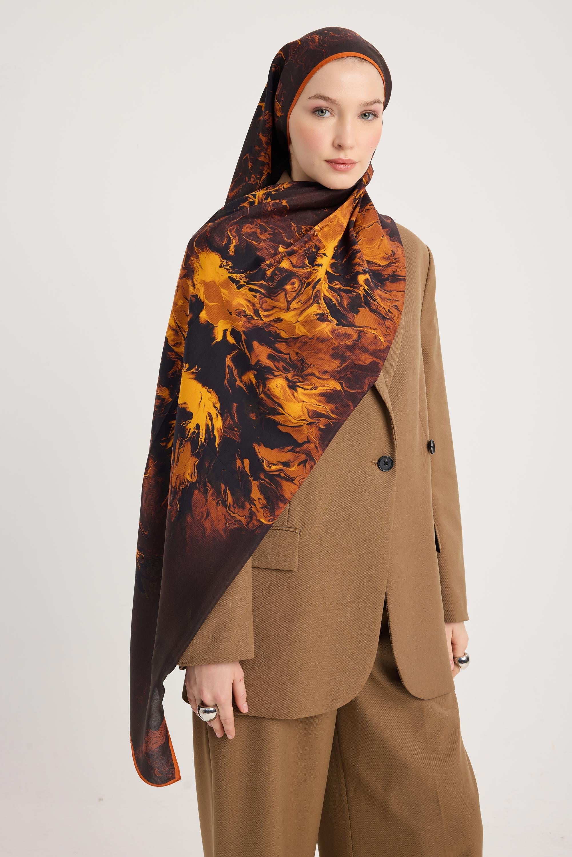 SABA FLOŞ VİSKON ŞAL 70*190 CM - KAHVERENGİ