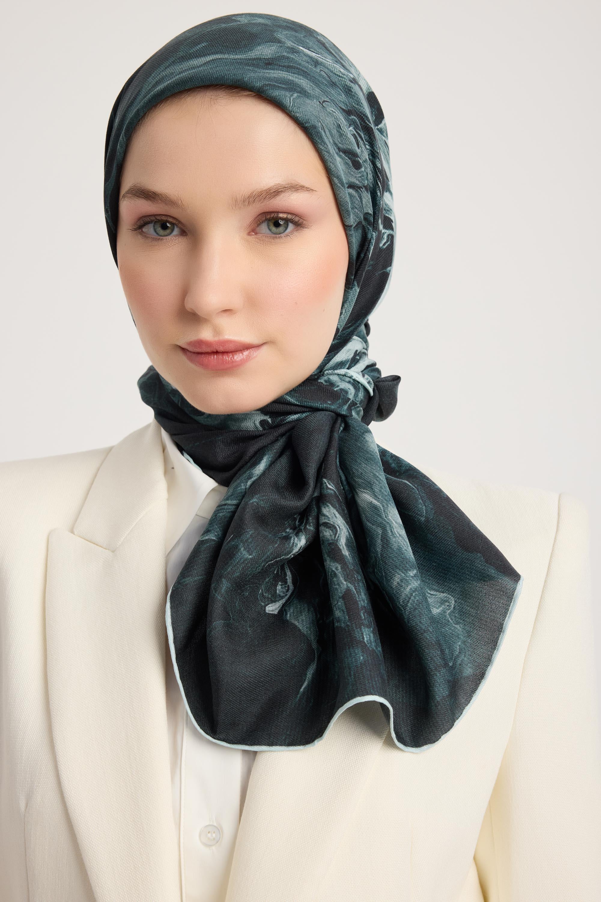 SABA PAMUK İPEK EŞARP 100*100 CM - SİYAH