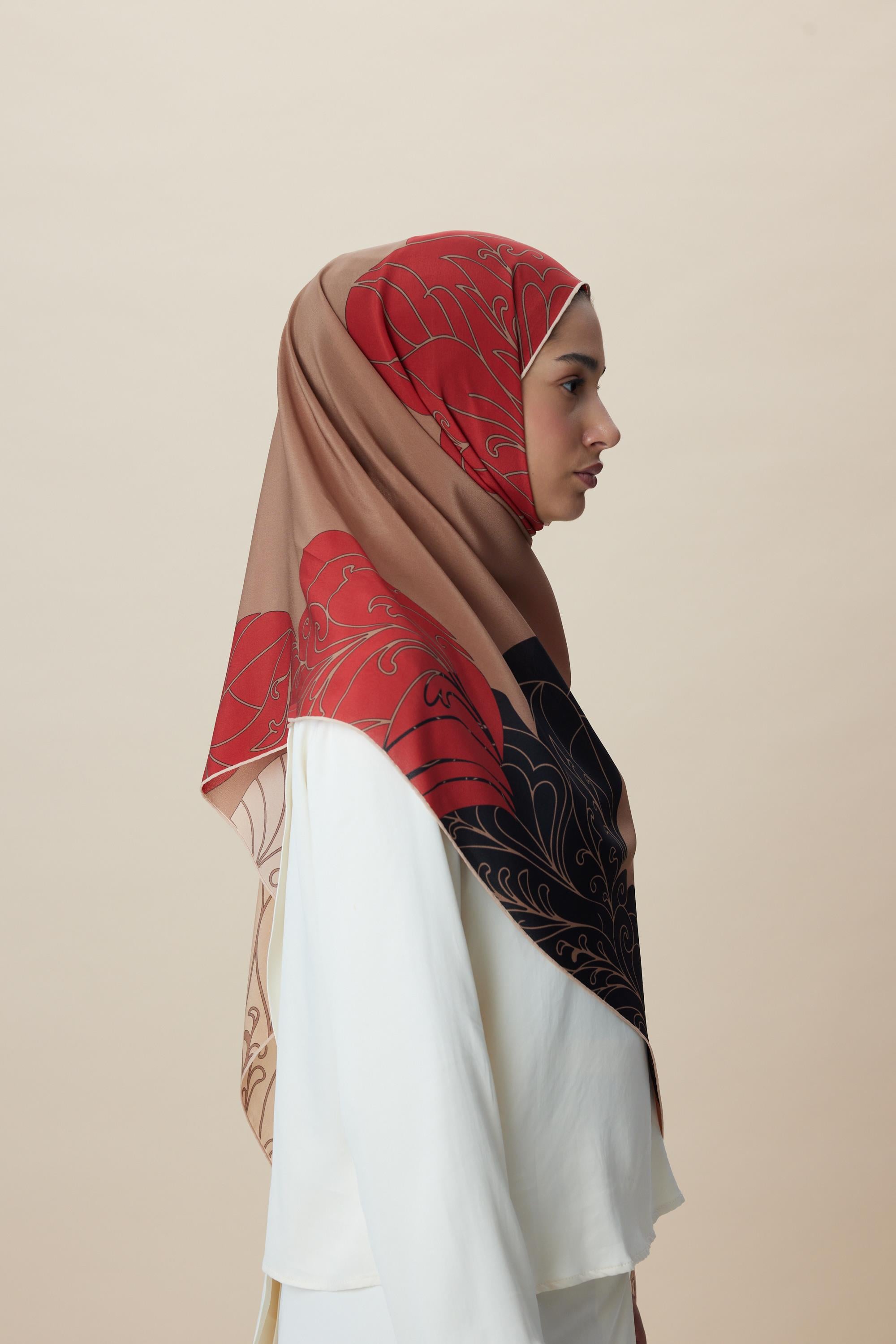 SAFİ KREP İPEK ŞAL 70*190 CM - CAMEL