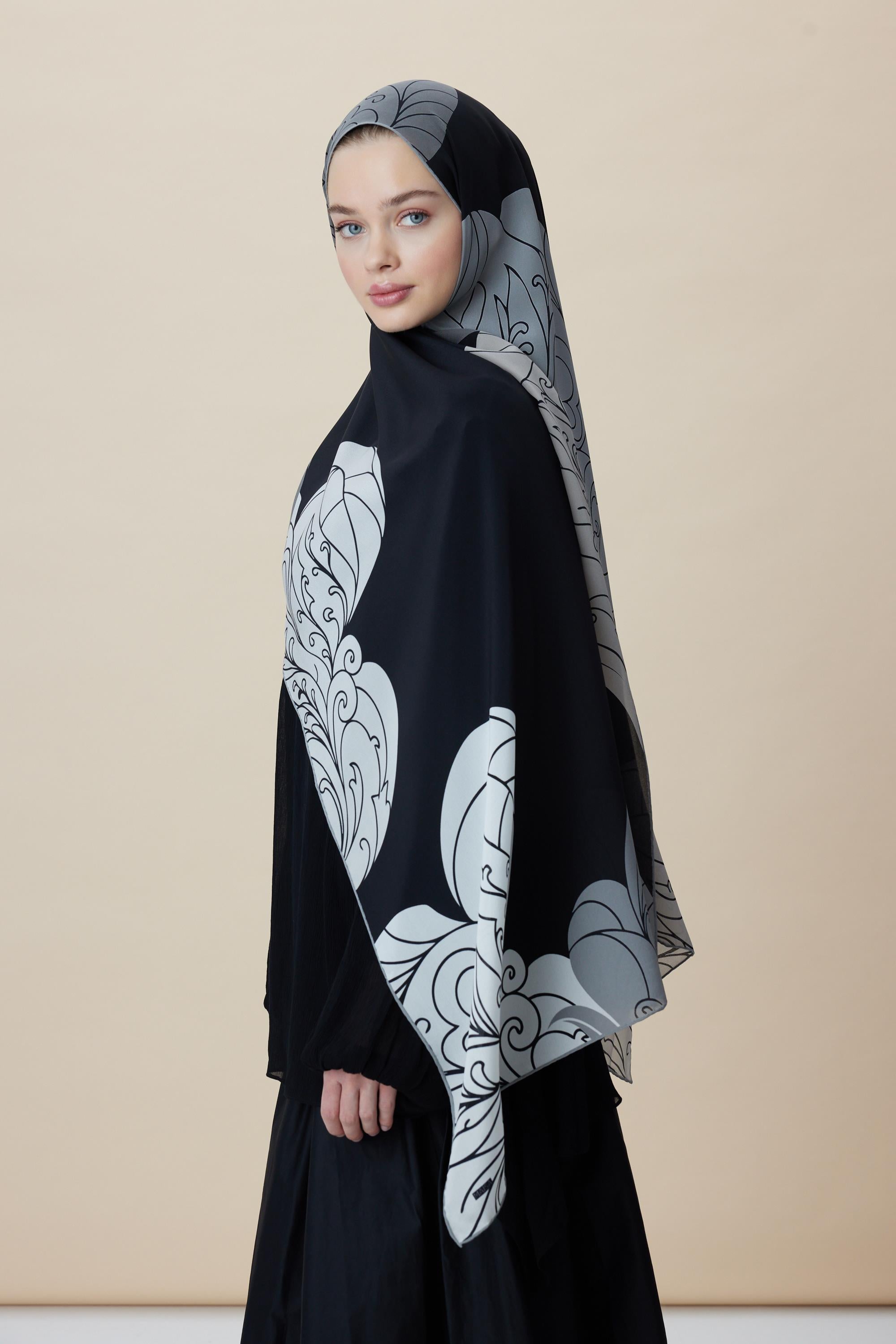 SAFİ KREP İPEK ŞAL 70*190 CM - SİYAH