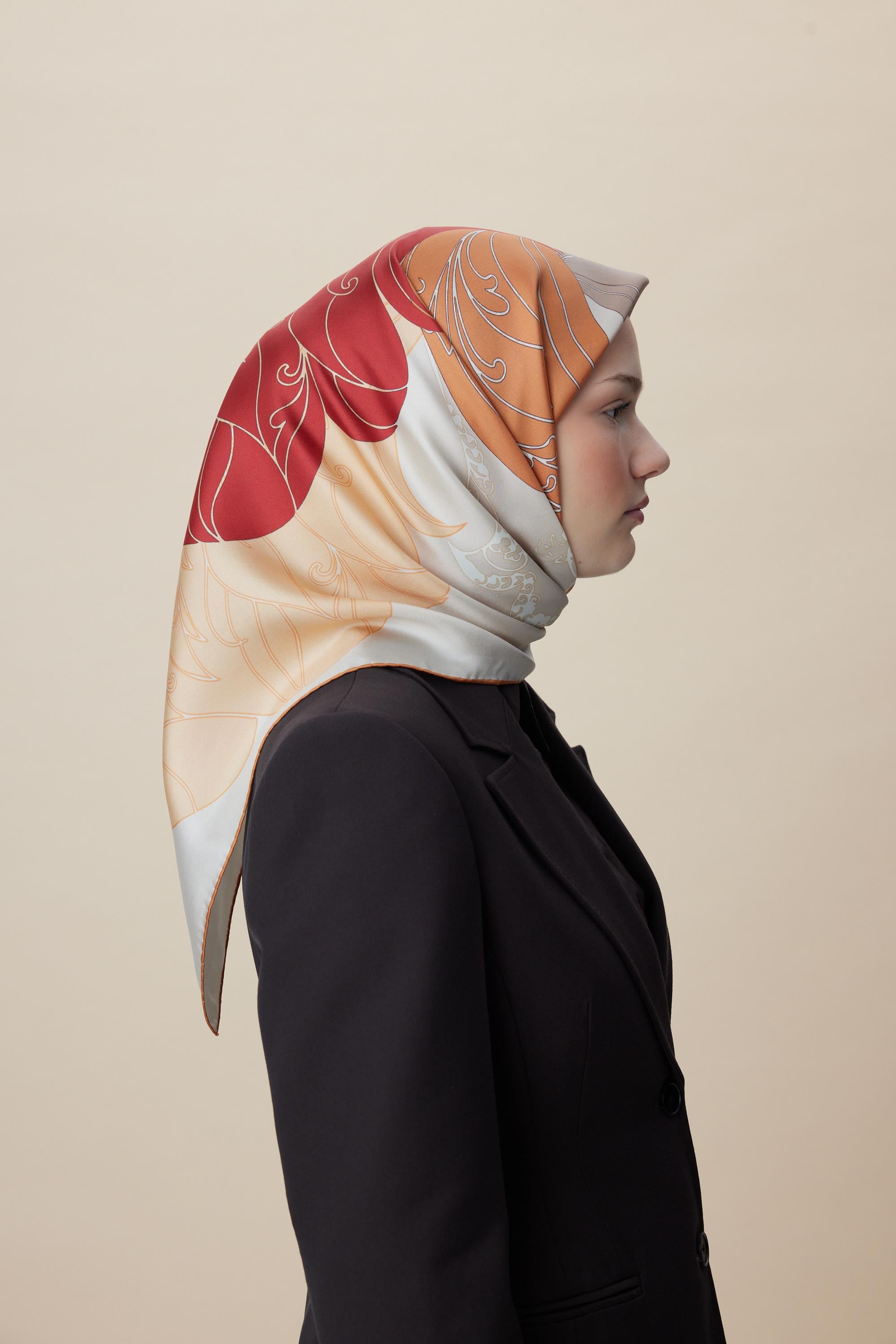 SAFİ TİVİL İPEK EŞARP 90*90 CM - TABA