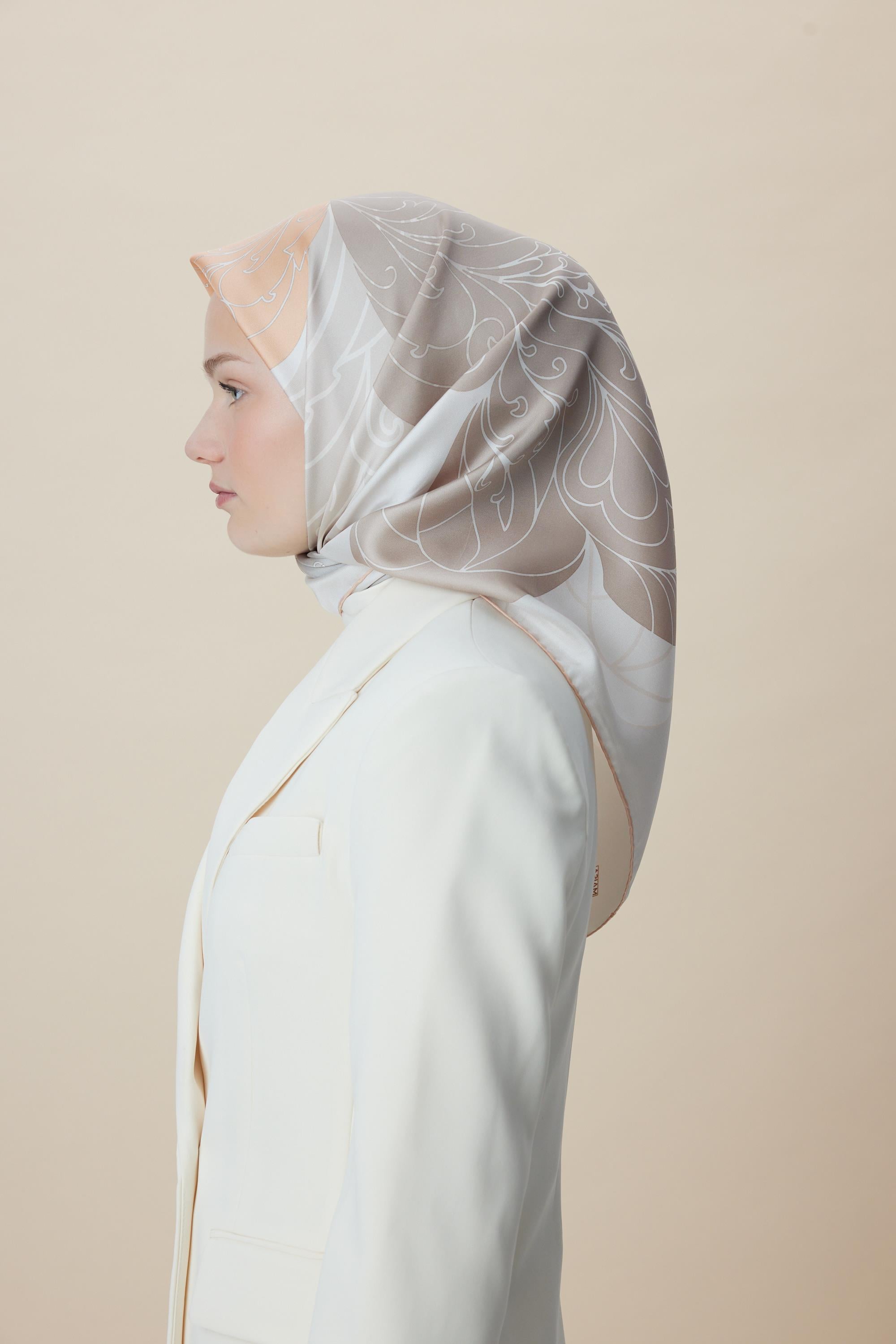 SAFİ TİVİL İPEK EŞARP 90*90 CM - VİZON