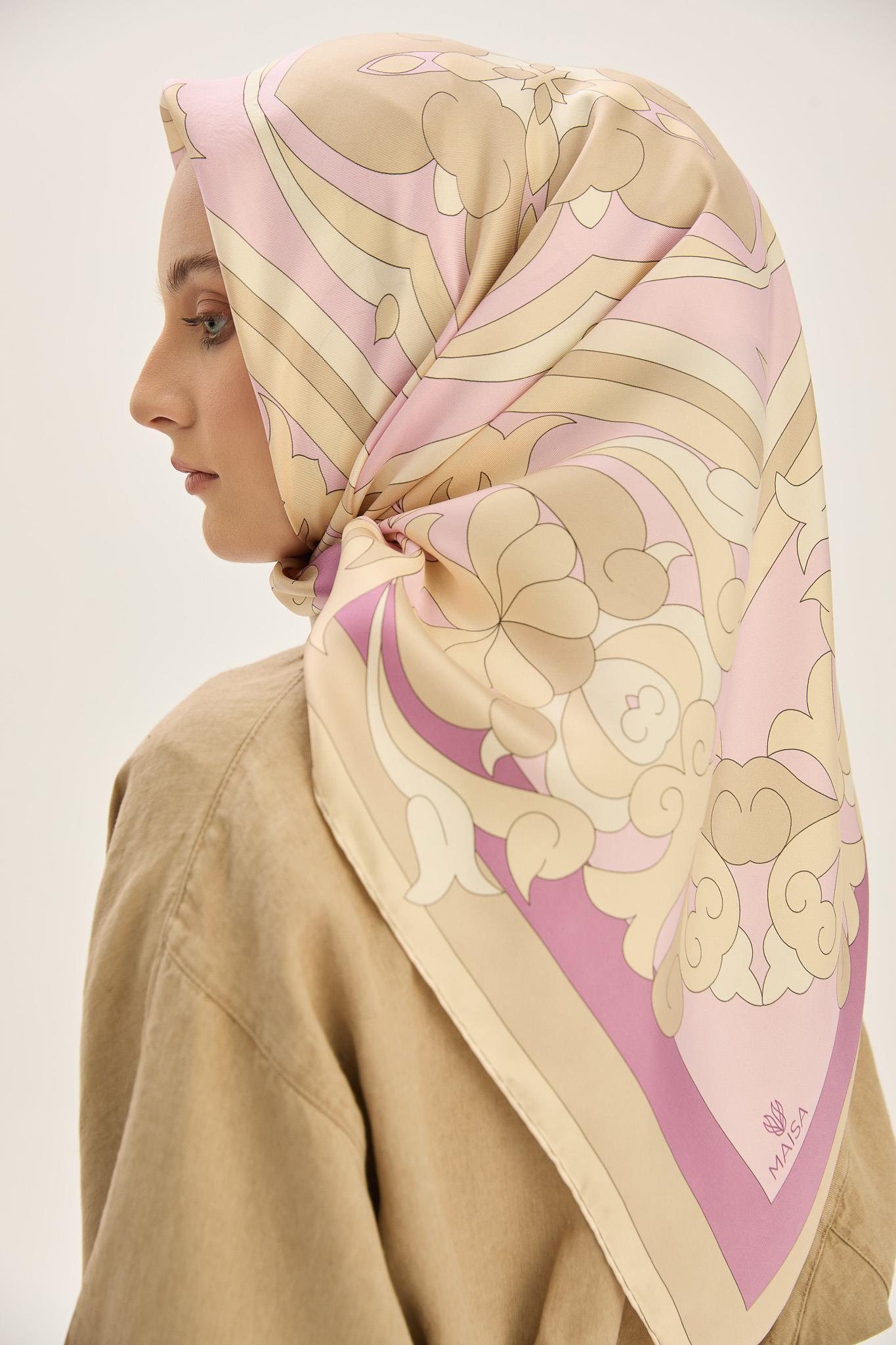 SARA TİVİL İPEK EŞARP 90*90 CM - BEJ