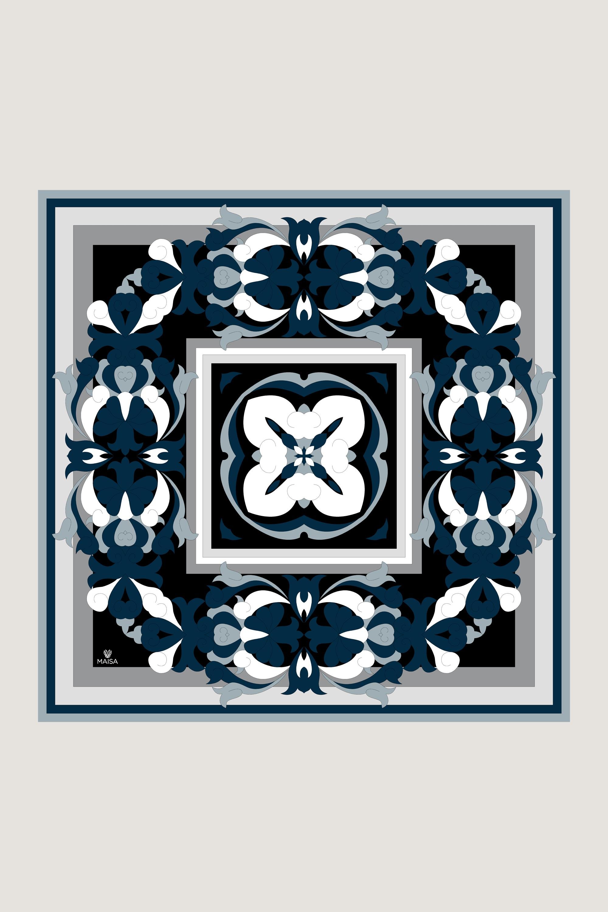 SARA TİVİL İPEK EŞARP 90*90 CM - LACİVERT